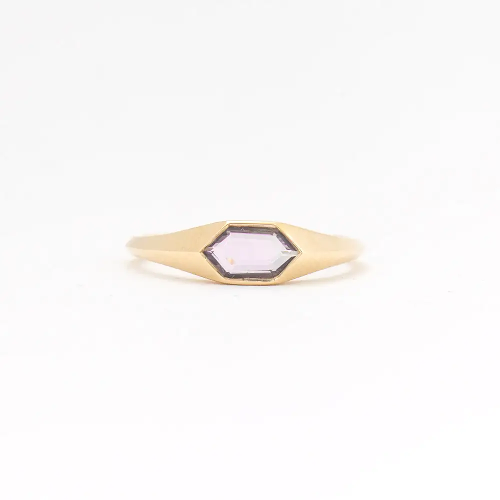 1.00 ct Light Pink Sapphire Hexagon Signet Ring