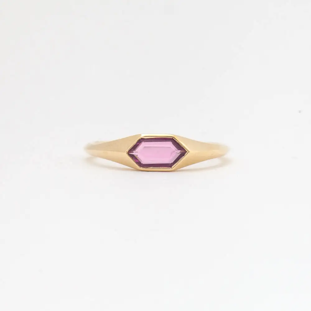 1.00 ct Pink Sapphire Hexagon Signet Ring