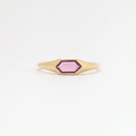 1.00 ct Pink Sapphire Hexagon Signet Ring