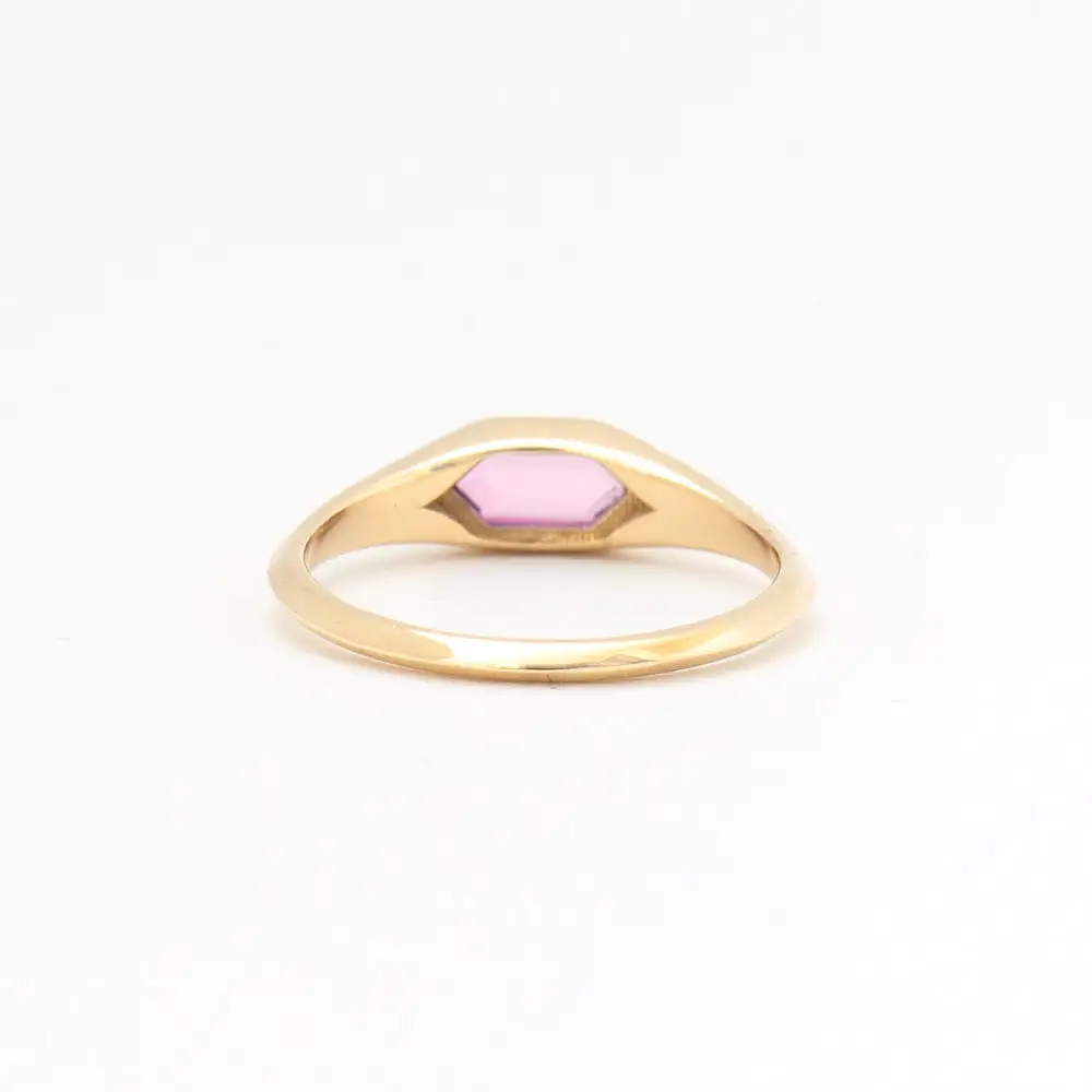 1.00 ct Pink Sapphire Hexagon Signet Ring