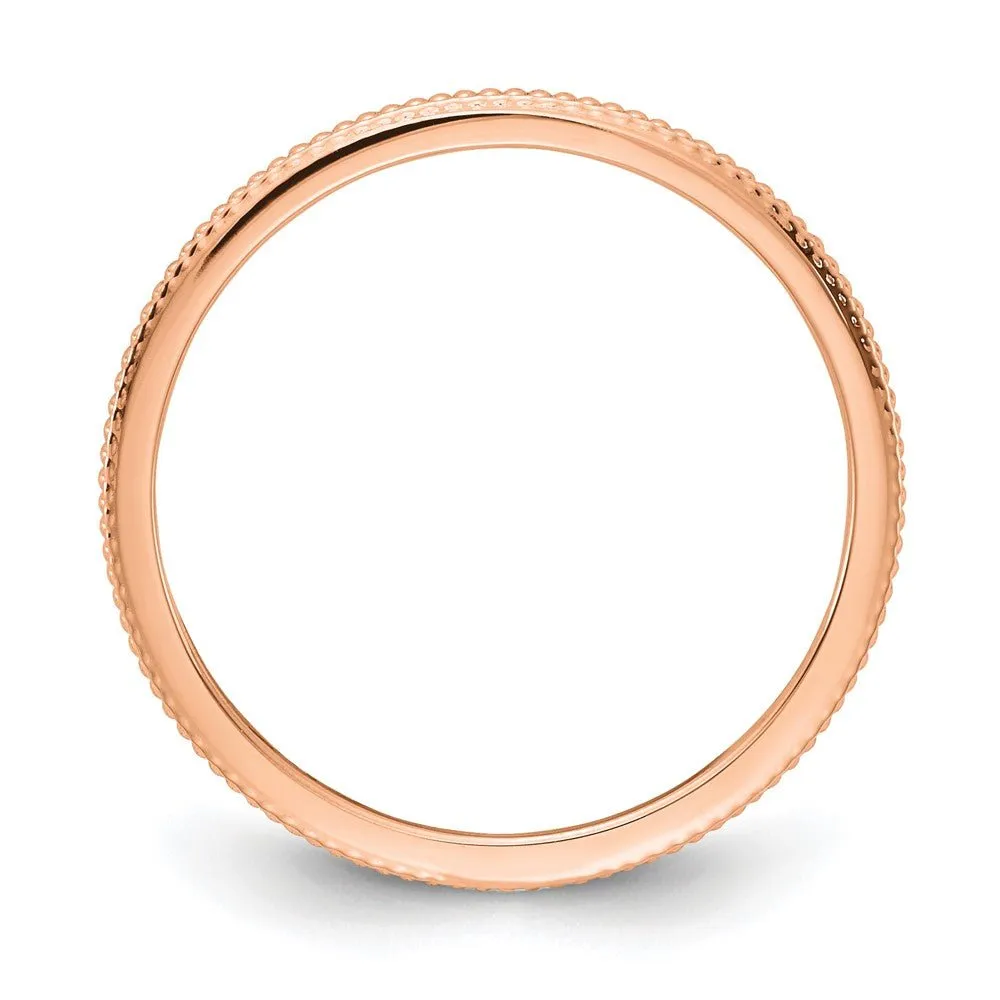 1.2mm 10k Rose Gold Beaded Stackable Band