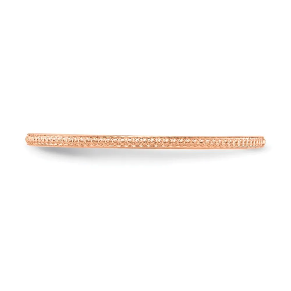 1.2mm 10k Rose Gold Beaded Stackable Band