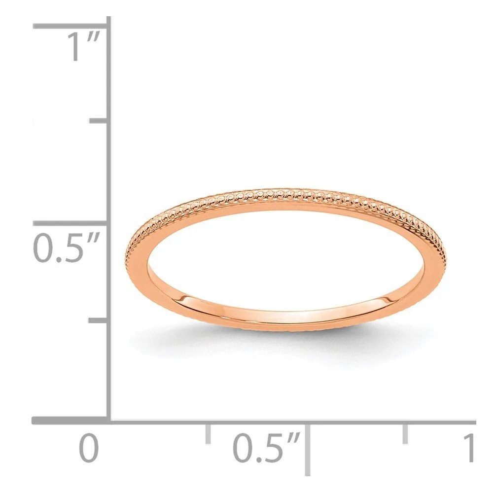 1.2mm 10k Rose Gold Beaded Stackable Band