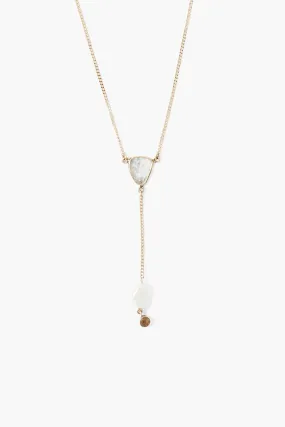 14k Sloane Lariat Necklace White Pearl Mix