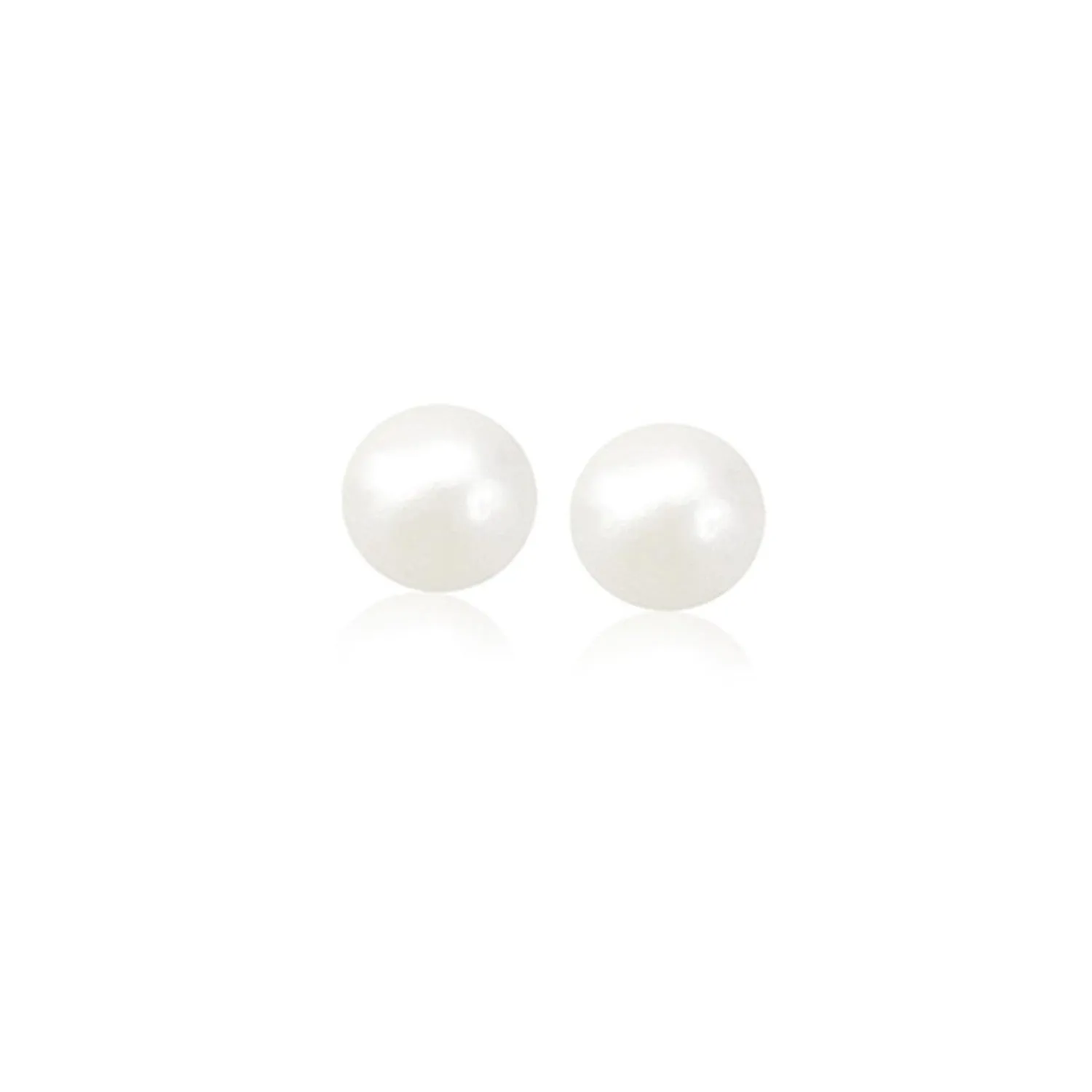 14k Yellow Gold Freshwater Cultured White Pearl Stud Earrings (6.0 mm)-rx35663