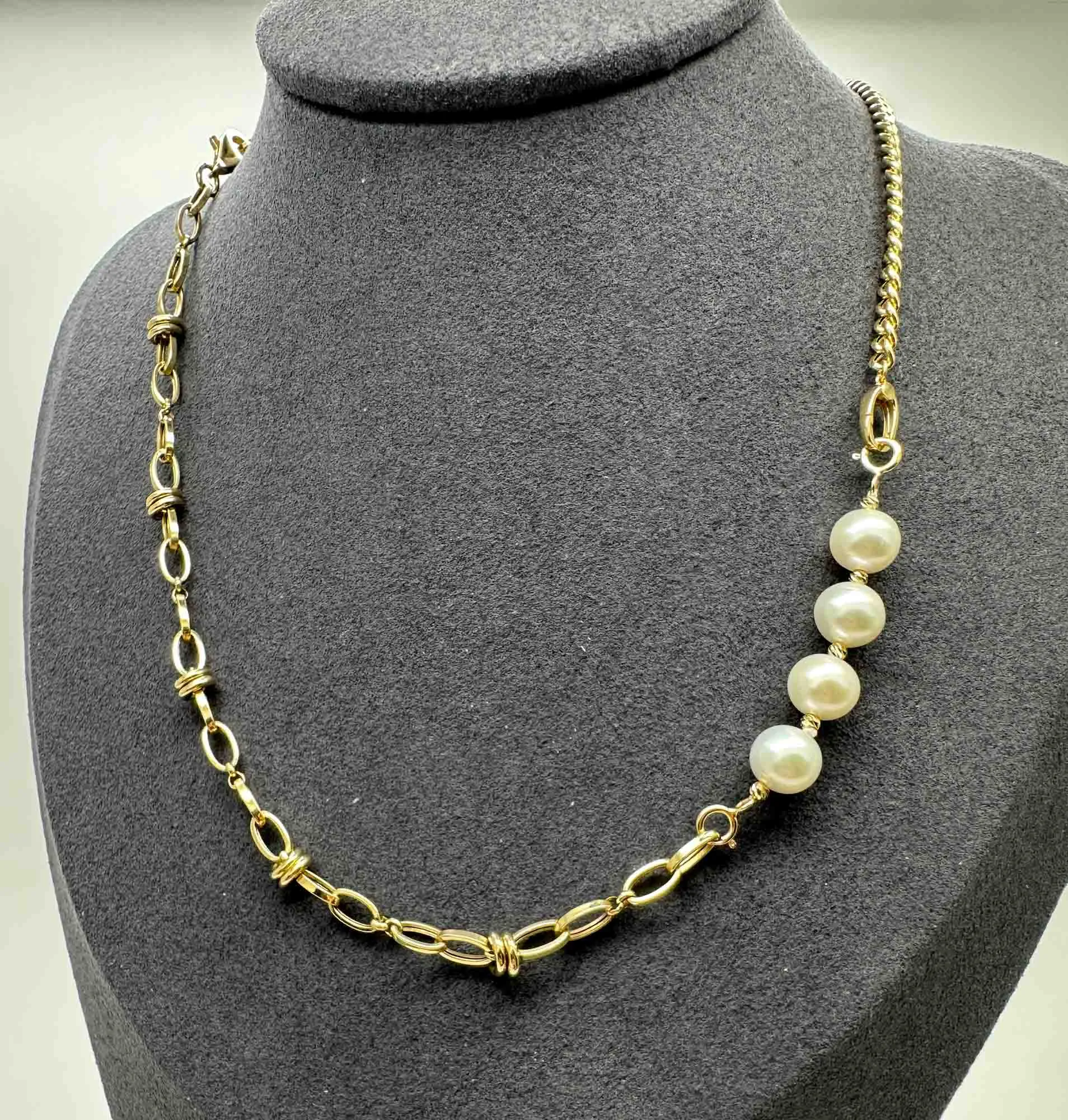 7mm Pearl and 18K Gold Extension Chain R2050