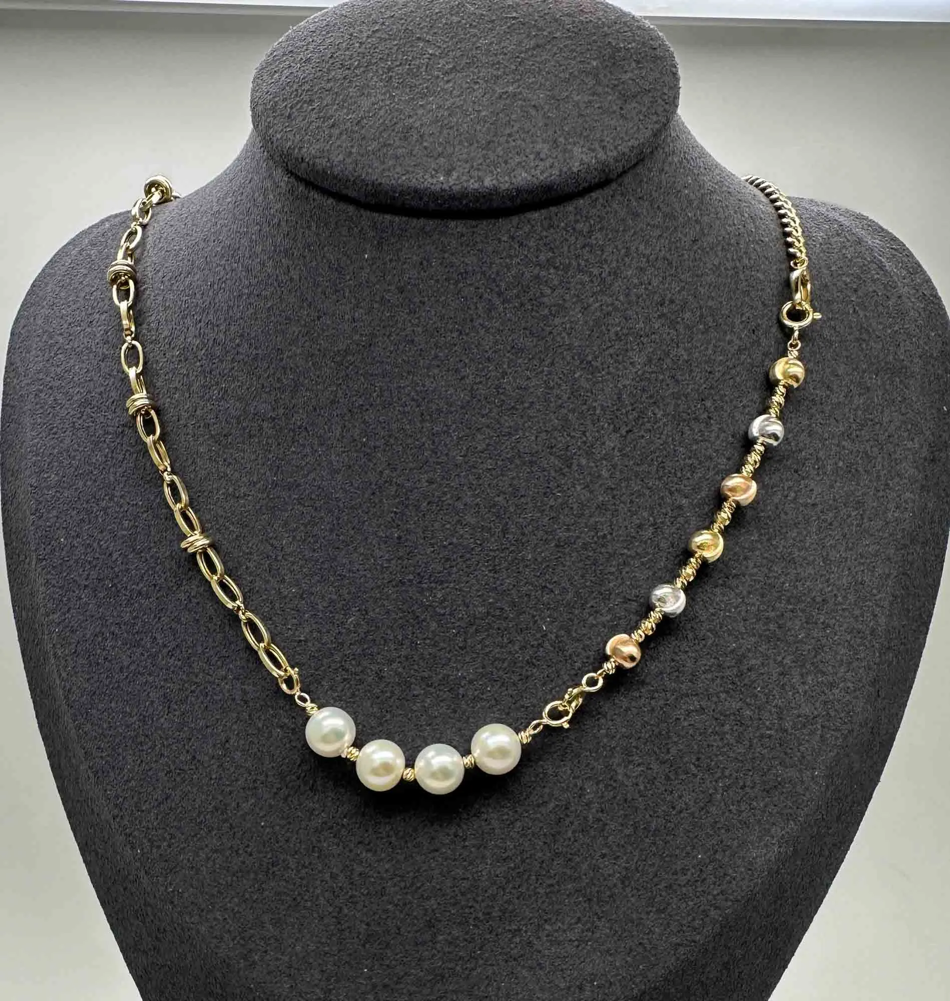 7mm Pearl and 18K Gold Extension Chain R2050