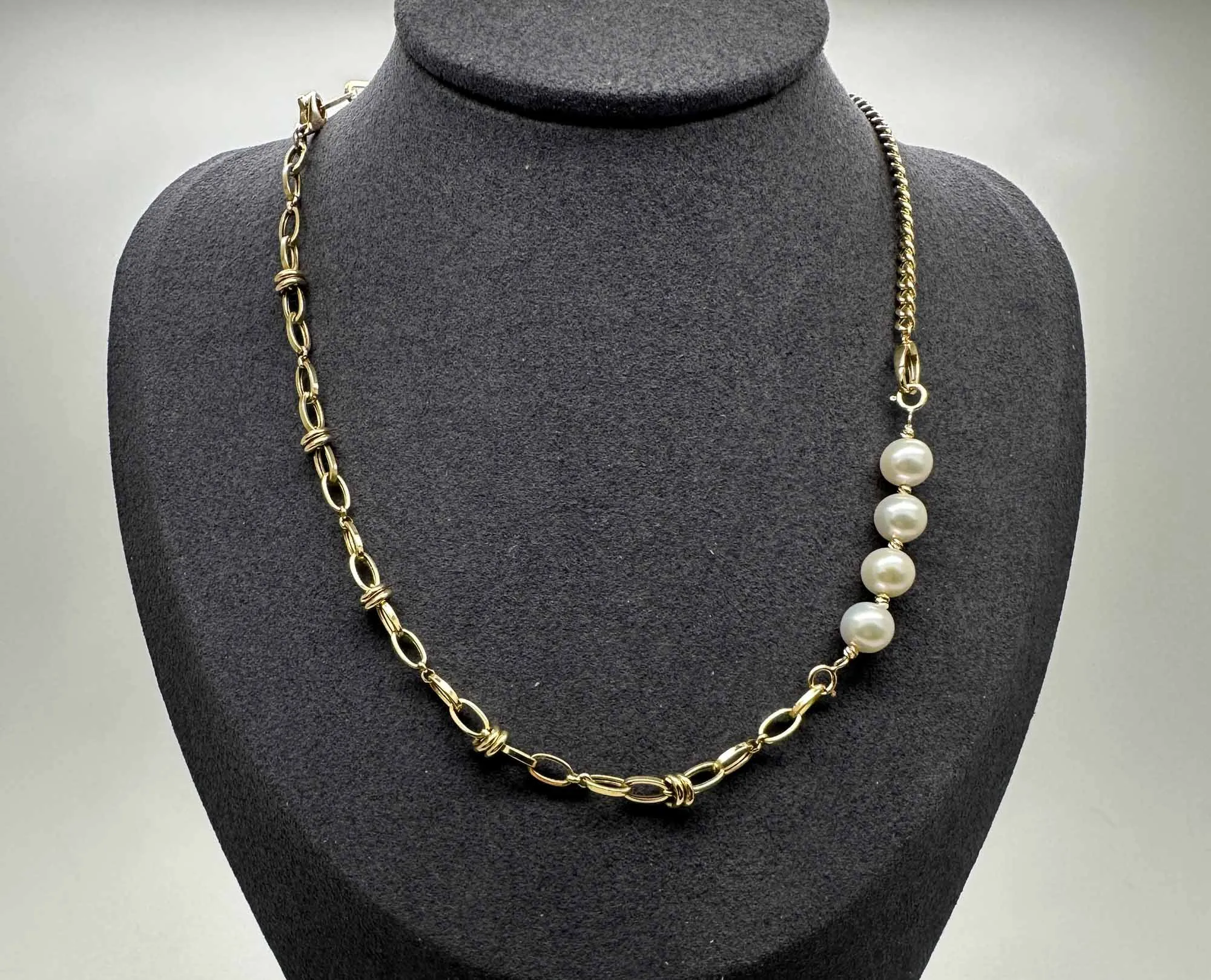 7mm Pearl and 18K Gold Extension Chain R2050