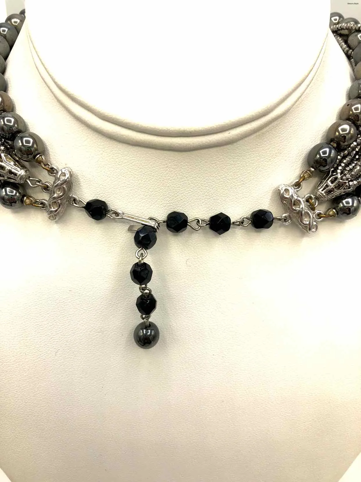 ALICE CAVINESS Gray Beaded Vintage Multi-Strand 15-18 Necklace