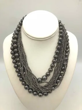 ALICE CAVINESS Gray Beaded Vintage Multi-Strand 15-18 Necklace