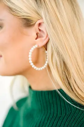 All Class Pearl Hoop Earrings