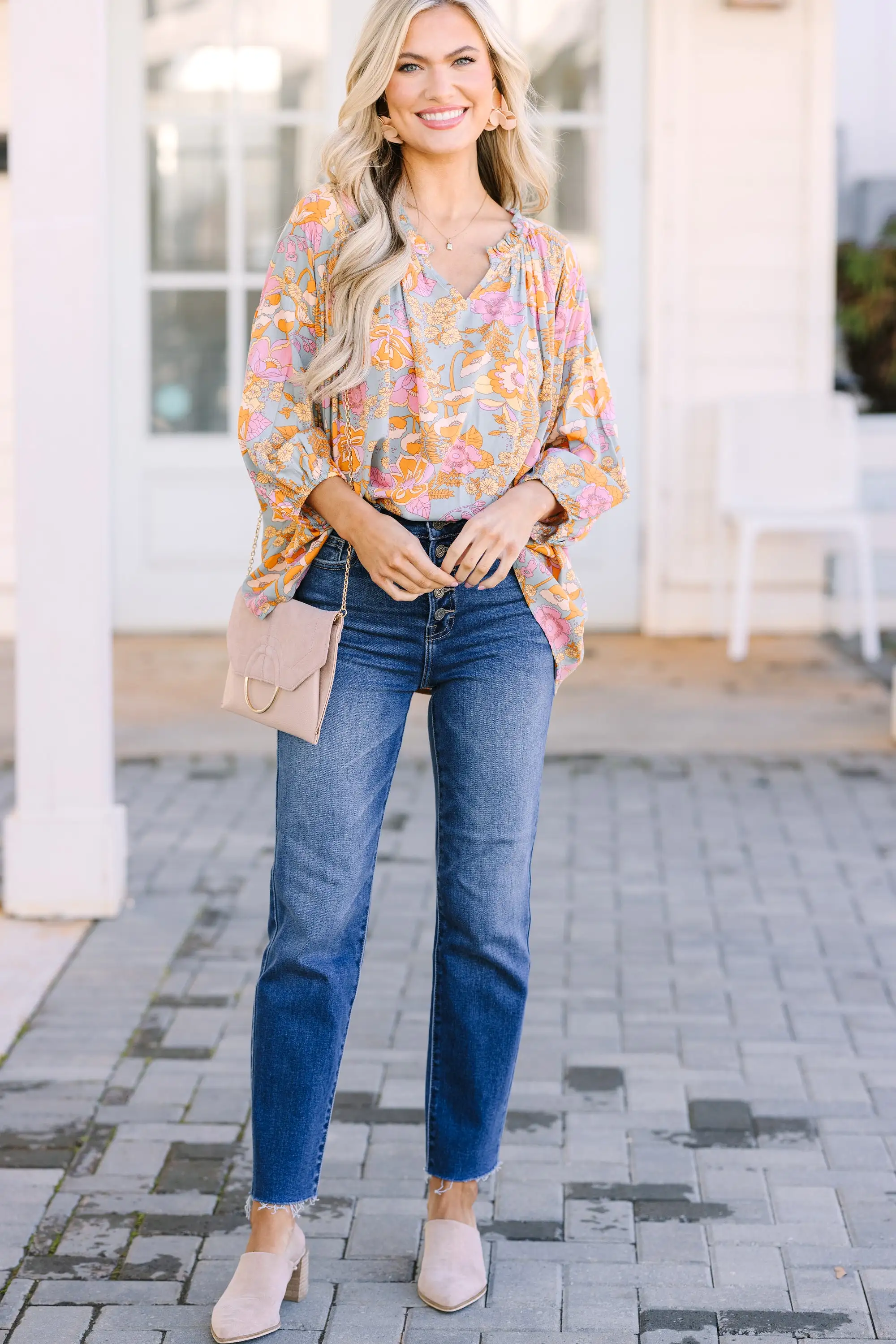 All For You Sage Green Floral Blouse