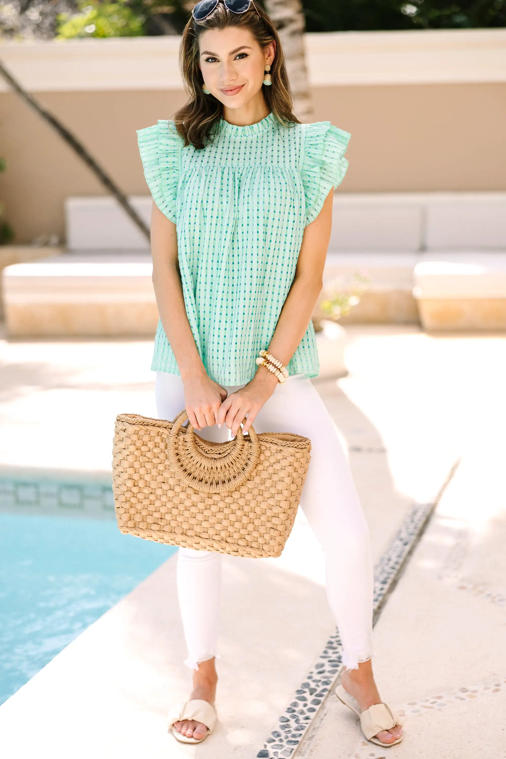 All I Ask Mint Green Textured Blouse