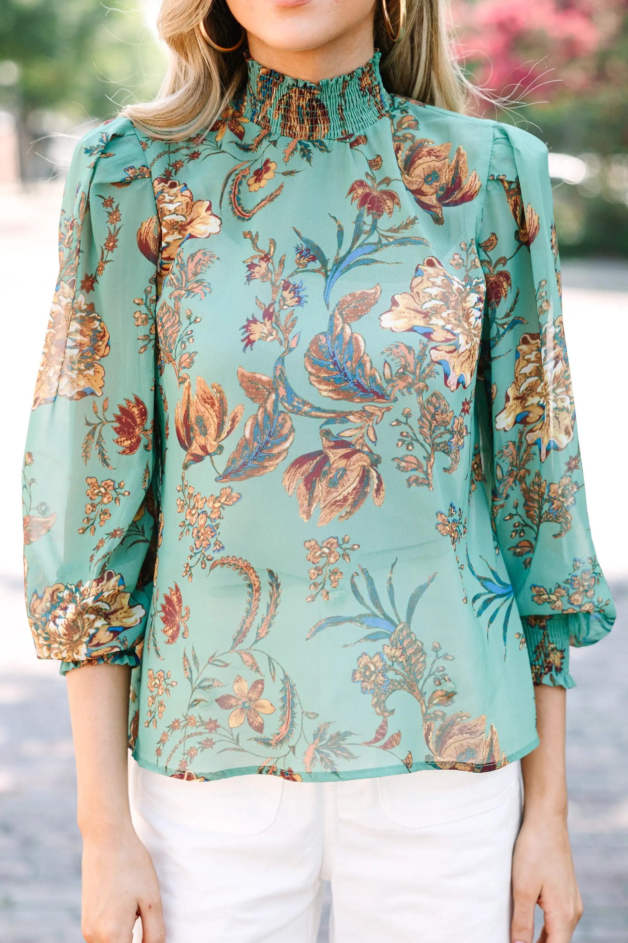 All I Need Sage Green Floral Blouse