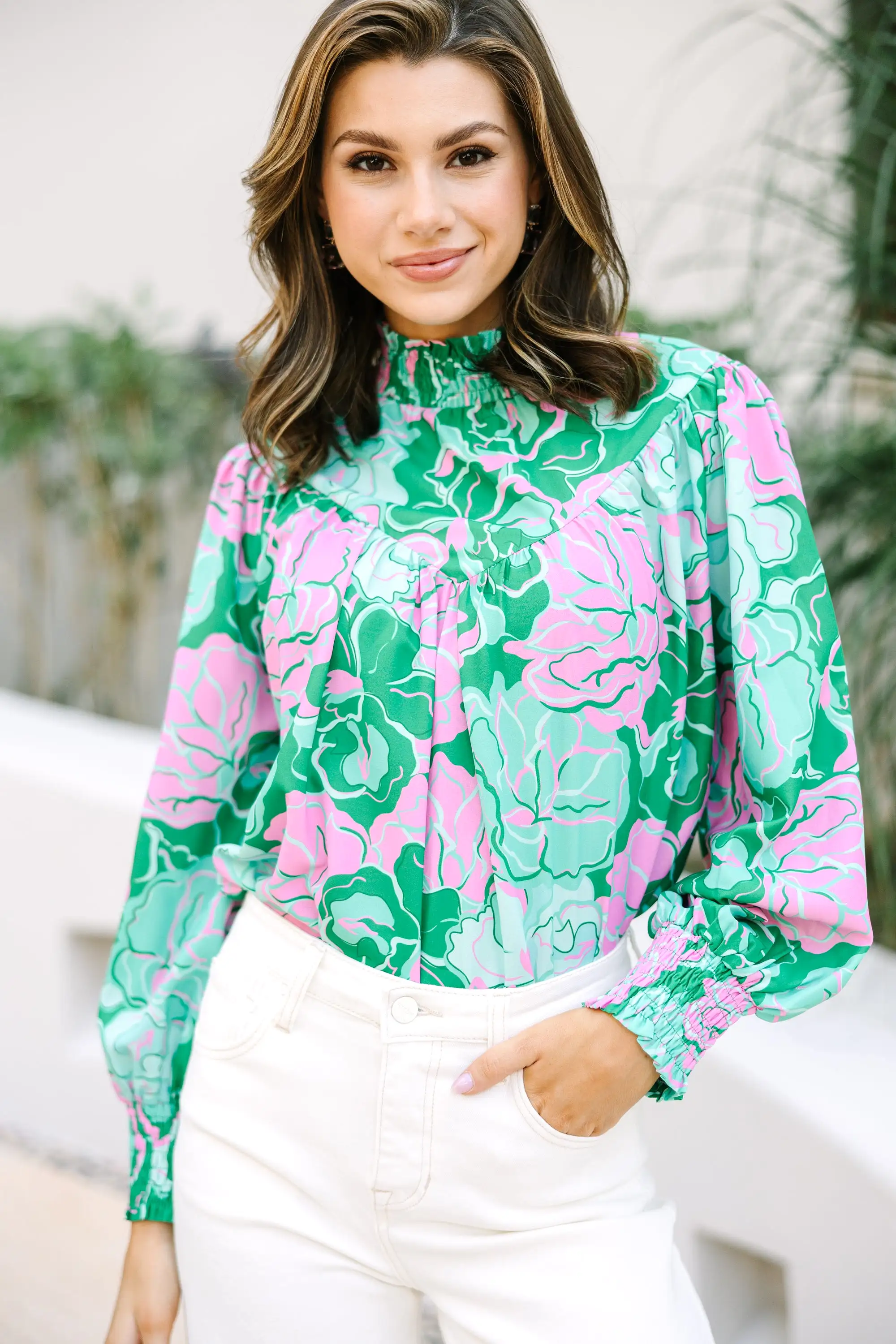 All In Green Floral Blouse