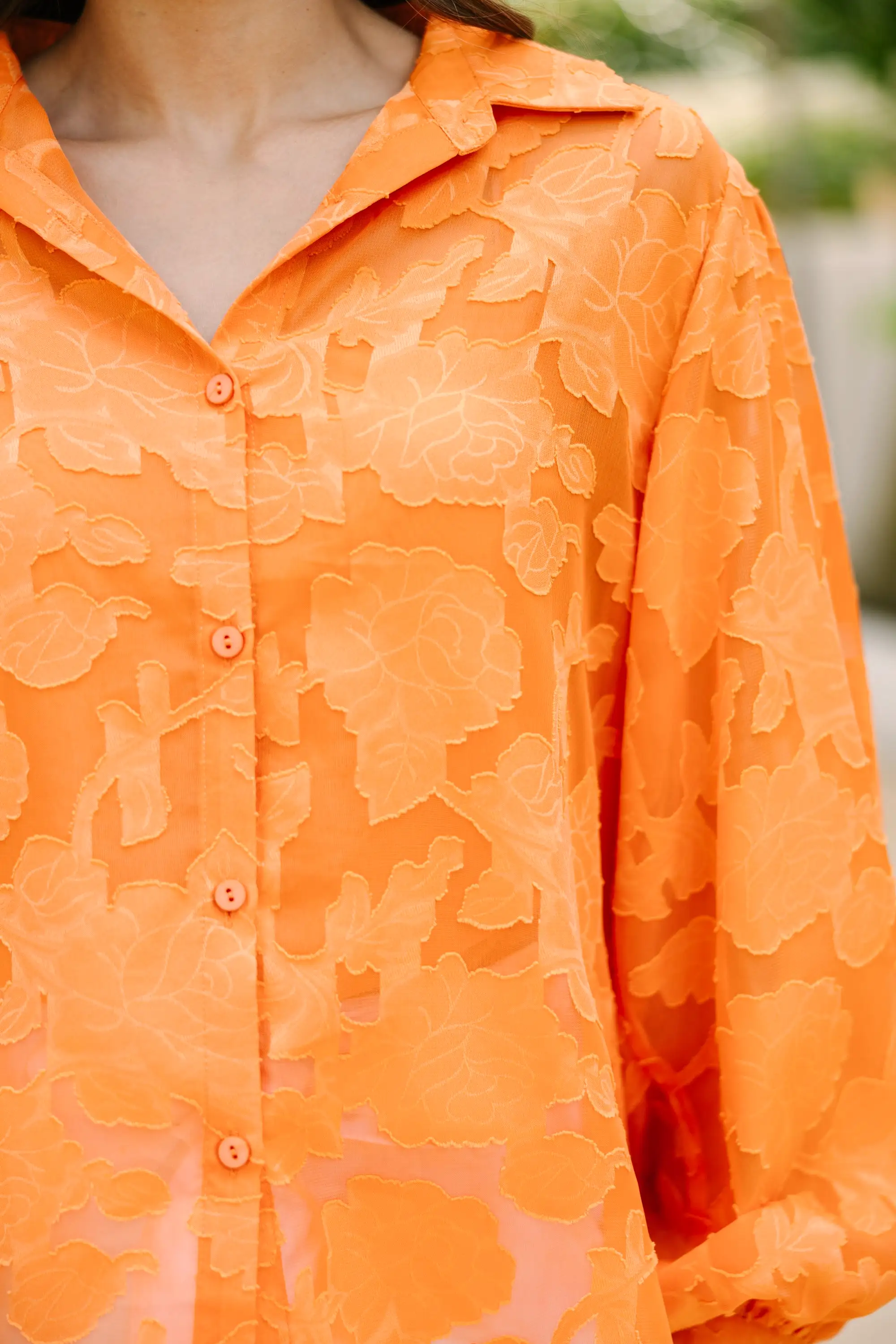 All In The Details Orange Textured Blouse