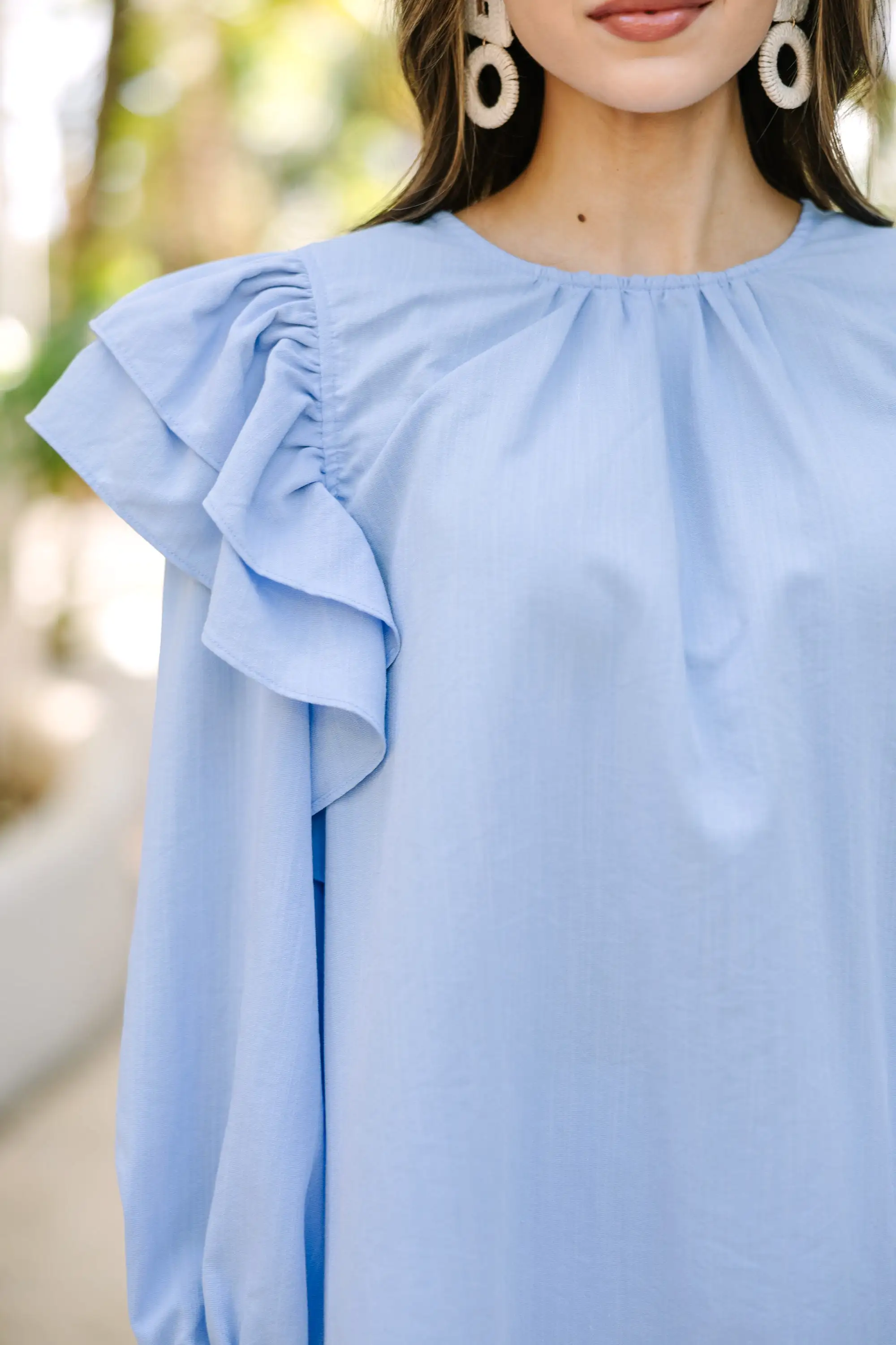 All Talk Chambray Blue Blouse