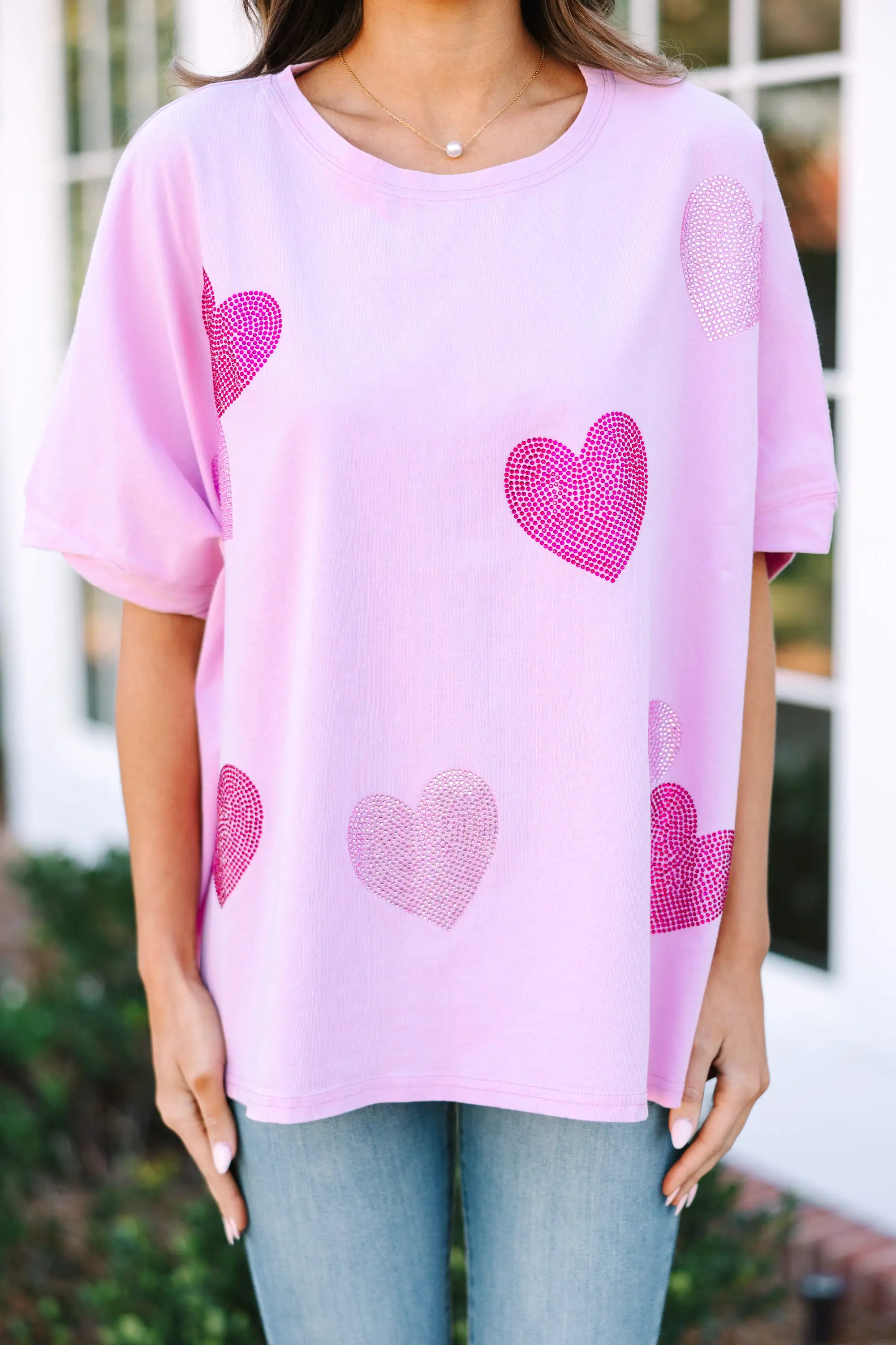 All The Love Lilac Purple Rhinestone Heart Top