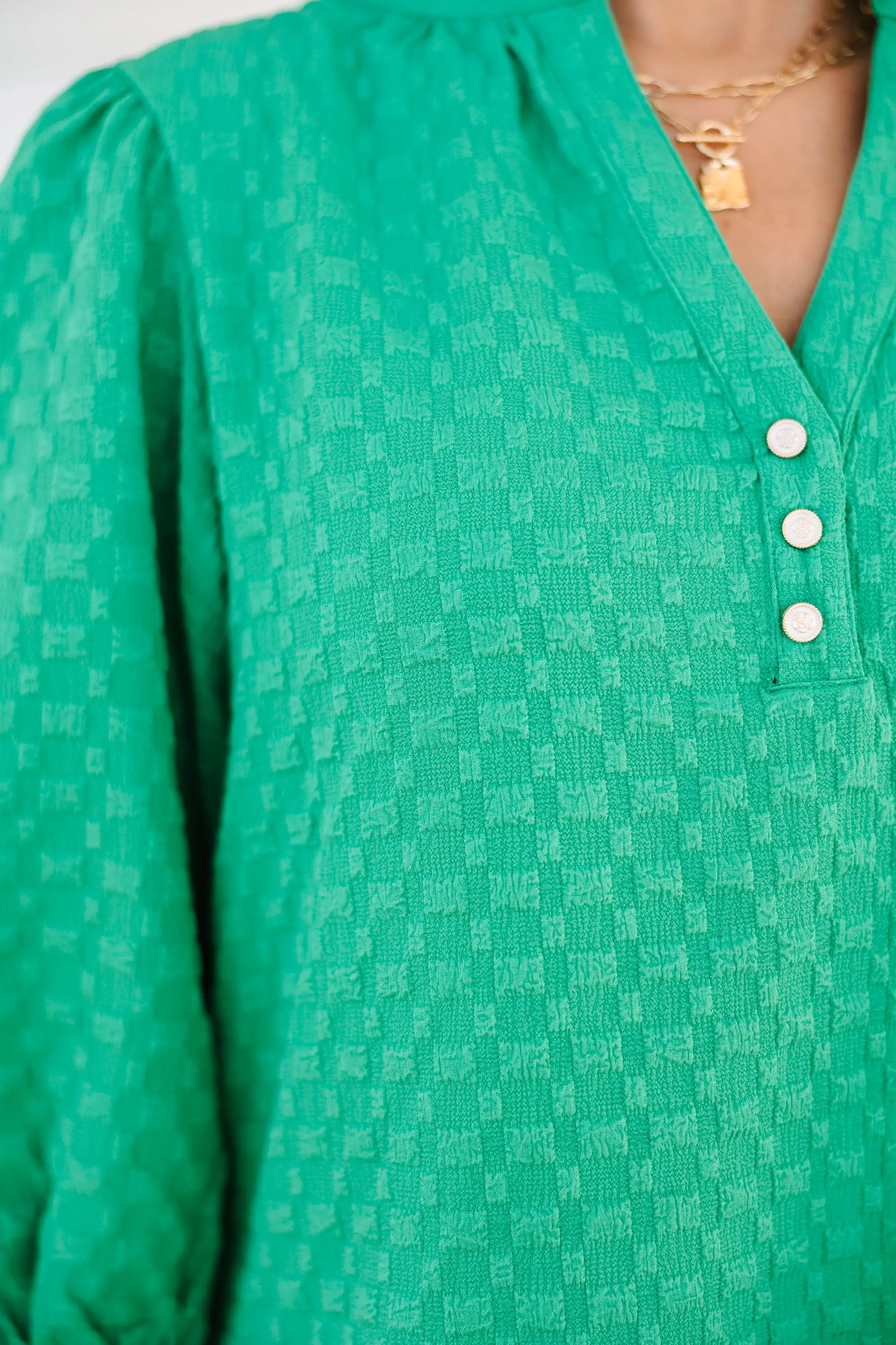 All Up To You Green Textured Blouse