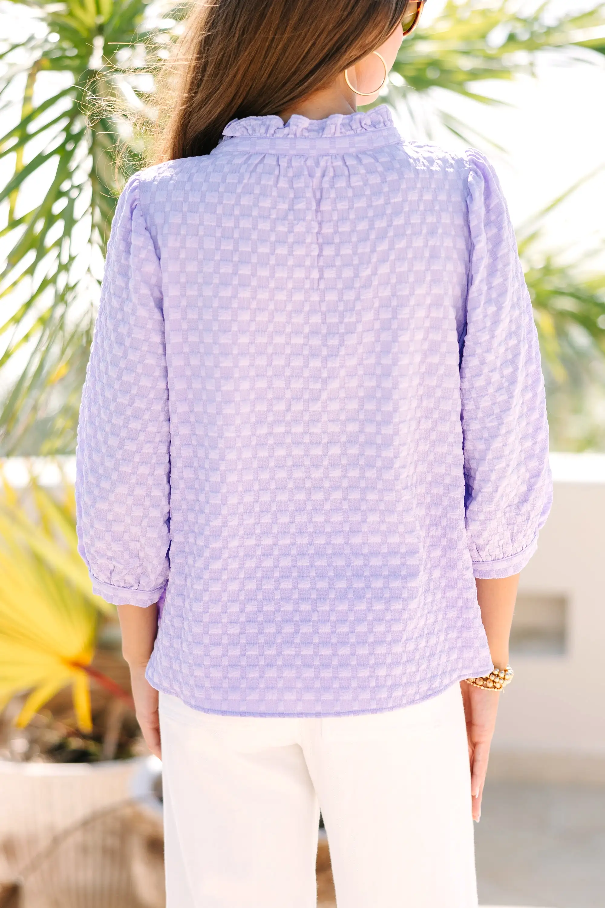 All Up To You Lavender Purple Textured Blouse