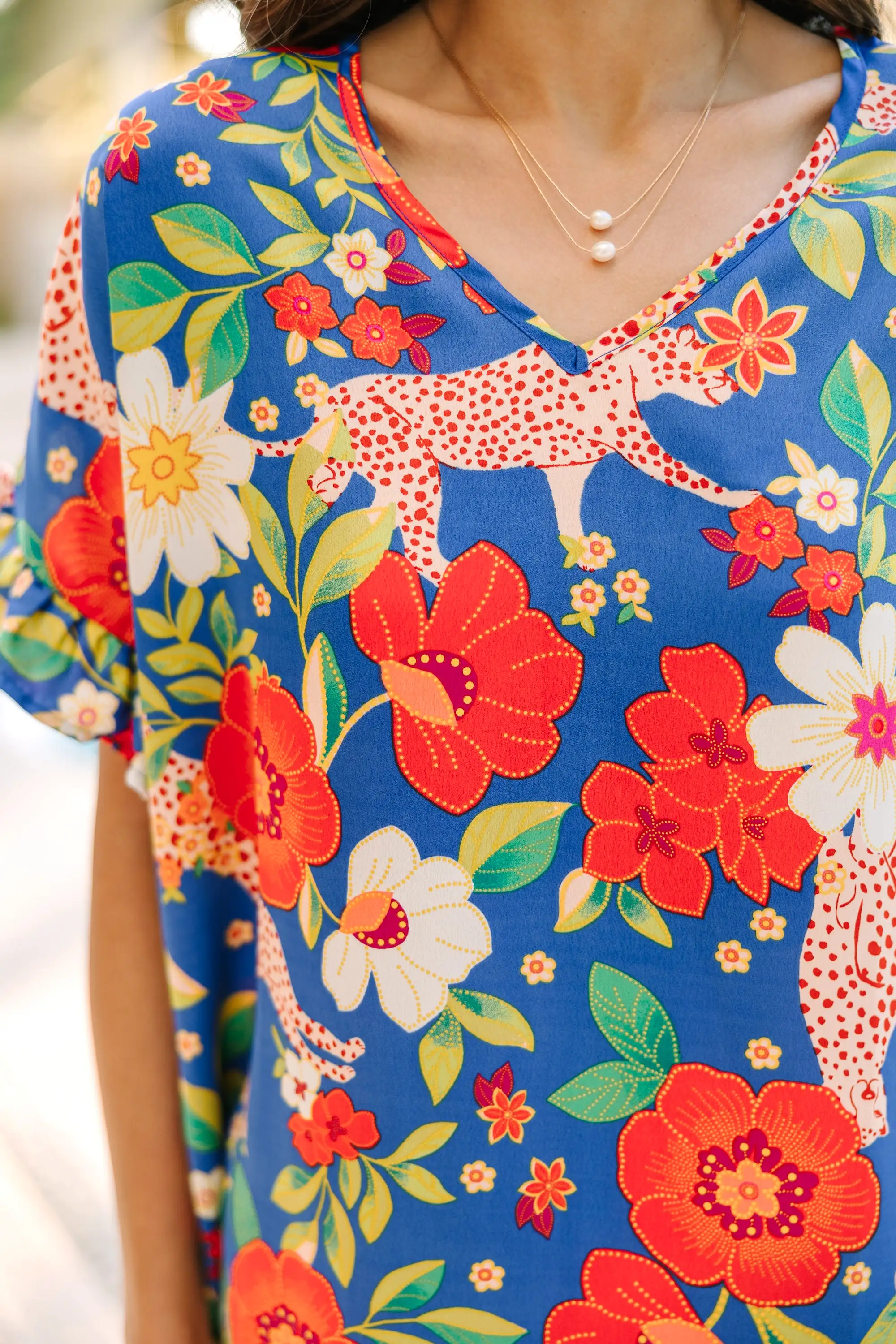 Always Summer Royal Blue Floral Blouse