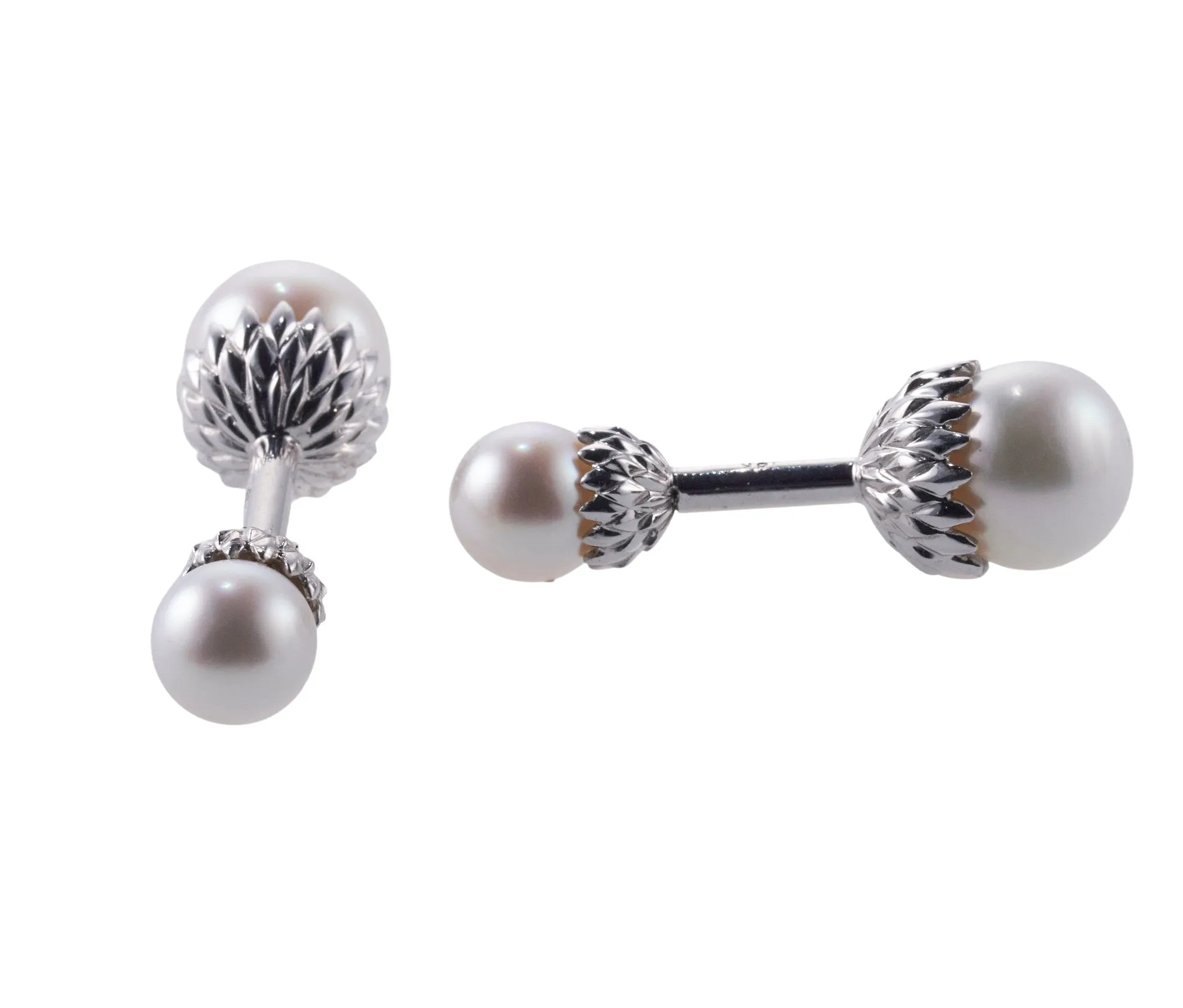 Assael South Sea Pearl White Gold Cufflinks Stud Set