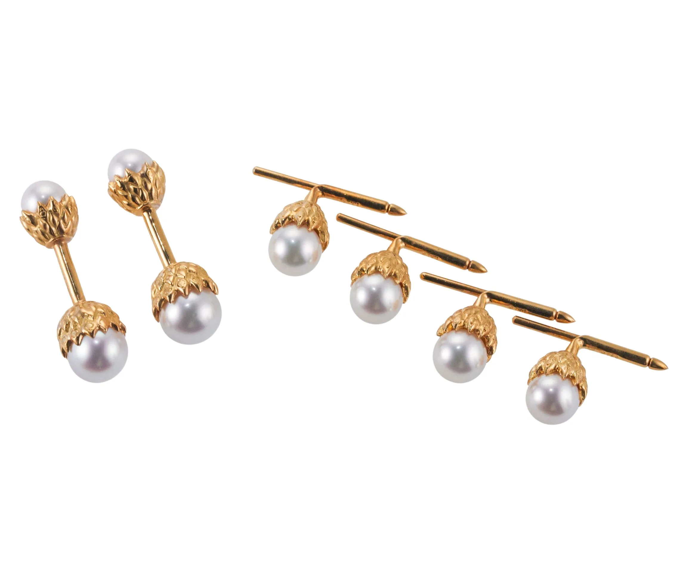 Assael South Sea Pearl Yellow Gold Cufflinks Stud Set