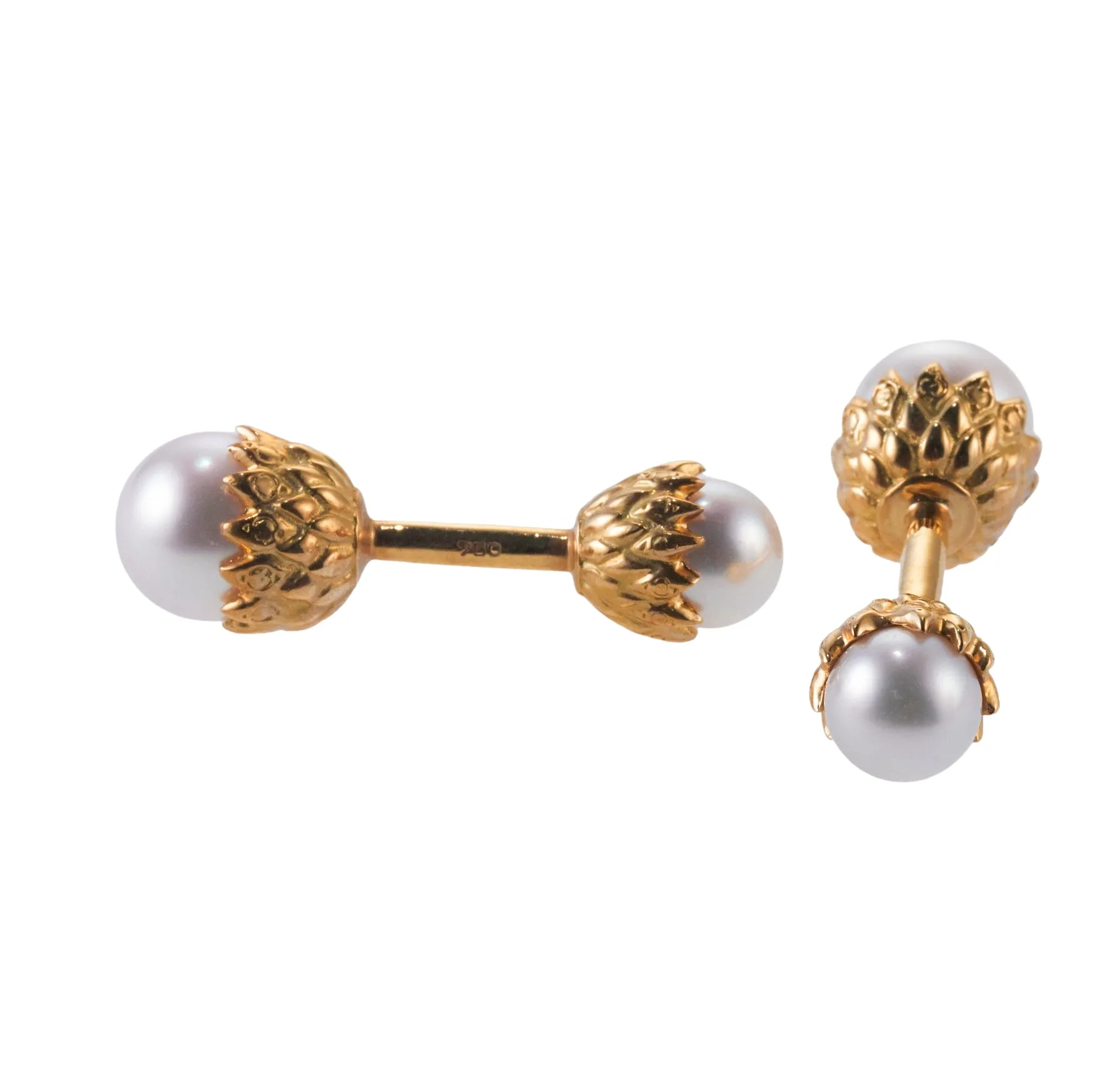 Assael South Sea Pearl Yellow Gold Cufflinks Stud Set