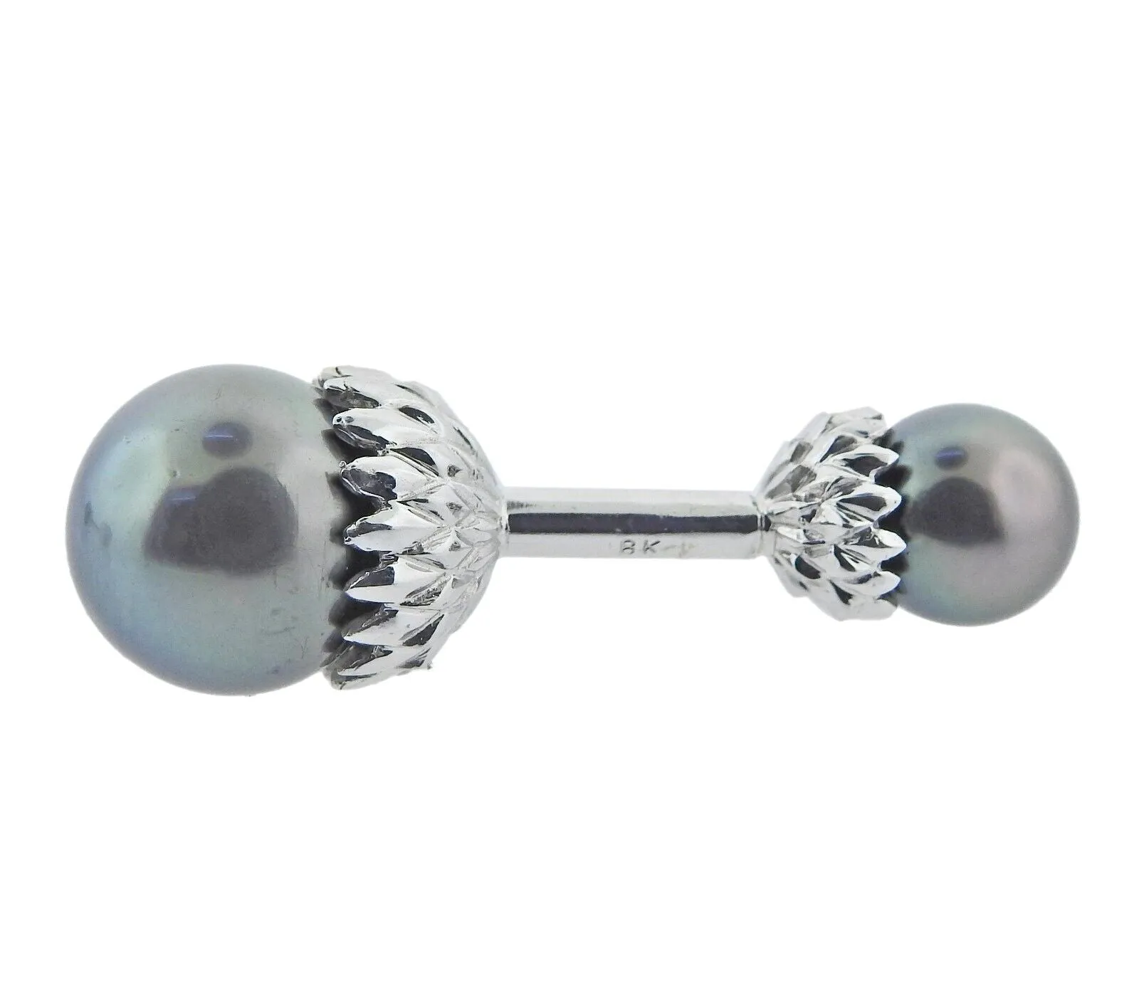 Assael South Sea Tahitian Pearl White Gold Cufflinks Stud Set