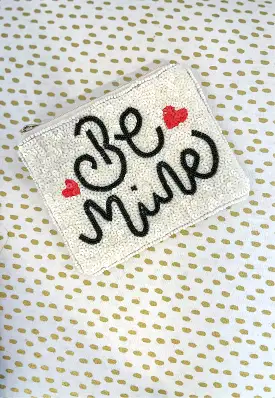 ‘Be Mine’ Valentines Beaded Zip Pounch