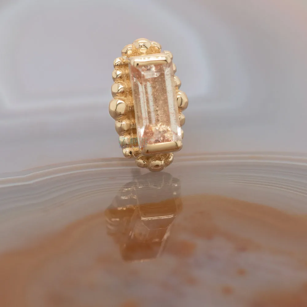 Beaded Baguette Threaded End in Gold with Oregon Sunstone