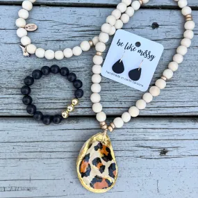 Beaded Necklace Style Box - Leopard Oyster