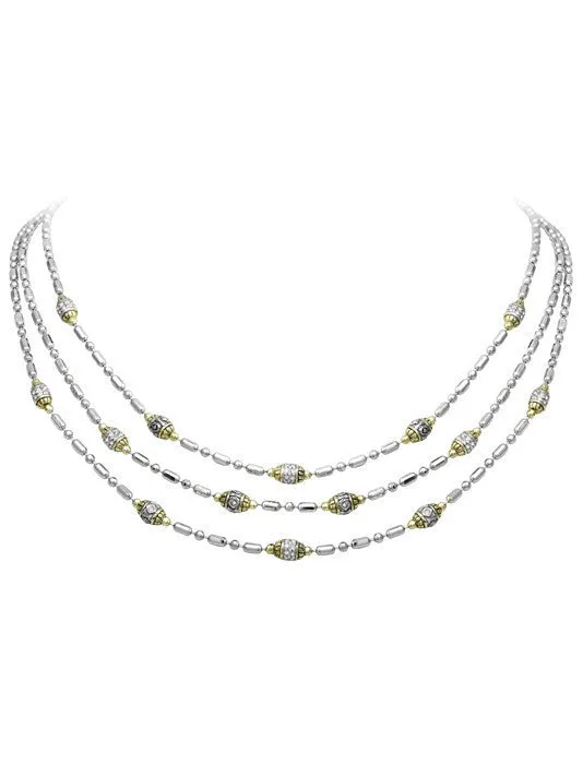 Beaded Pave Triple Strand Necklace by John Medeiros