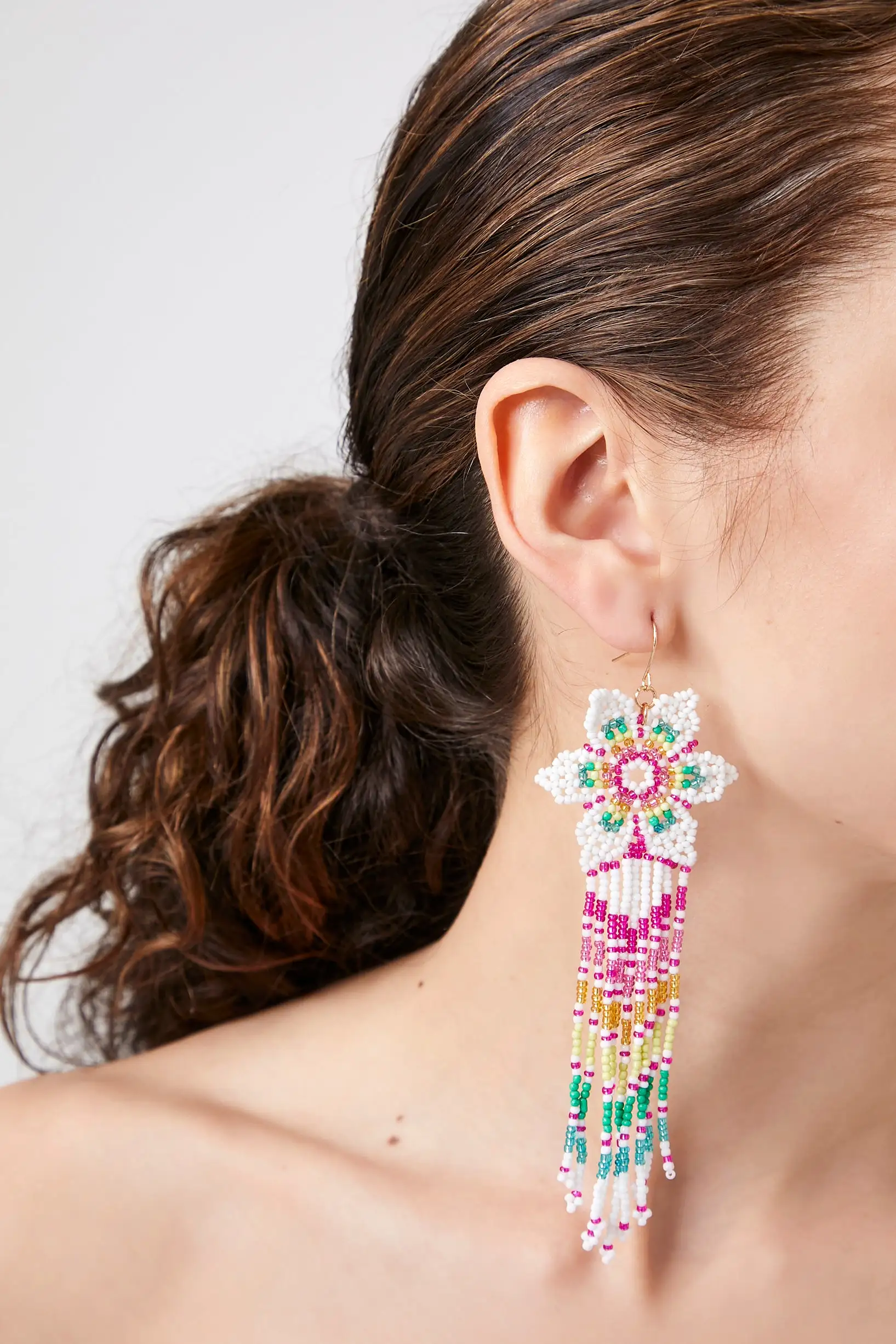 Beaded Statement Drop Earrings