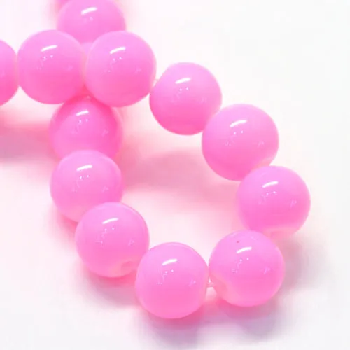 Beads, Glass, Opaque, Pearl Pink, Round, 8.5-9mm