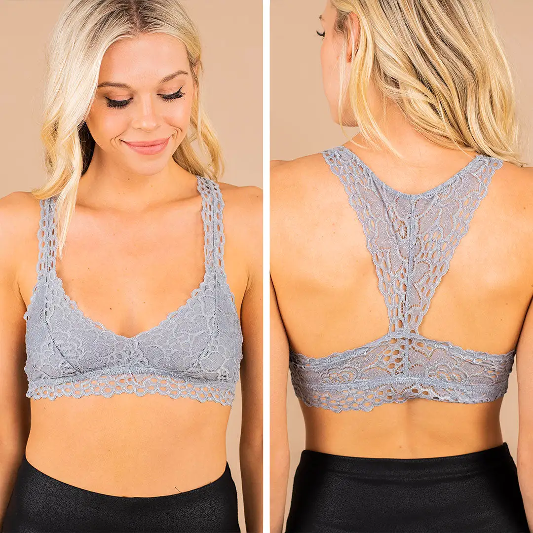 Better Times Ahead Light Gray Lace Bralette