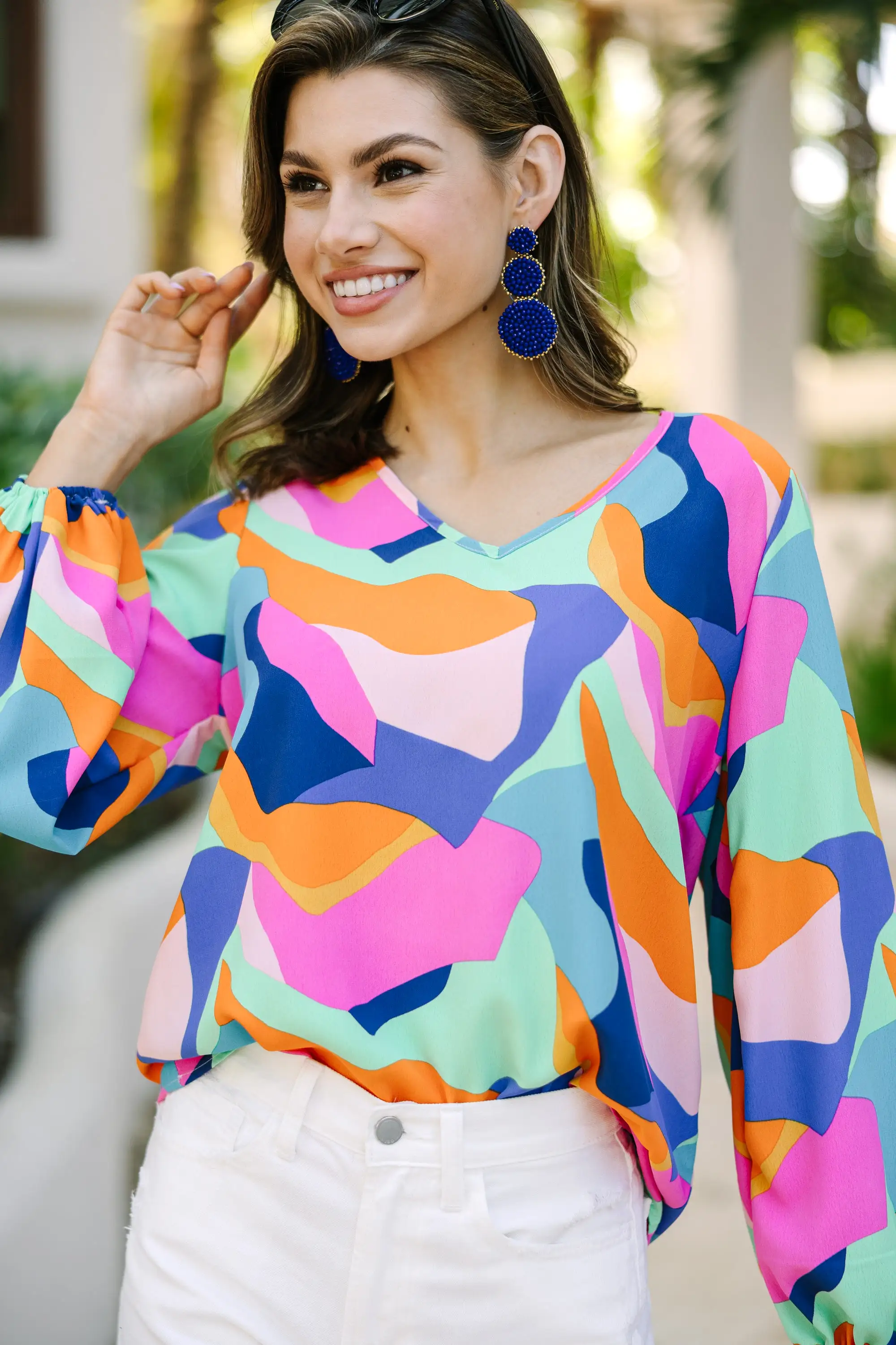 Big News Mint Green Abstract Blouse