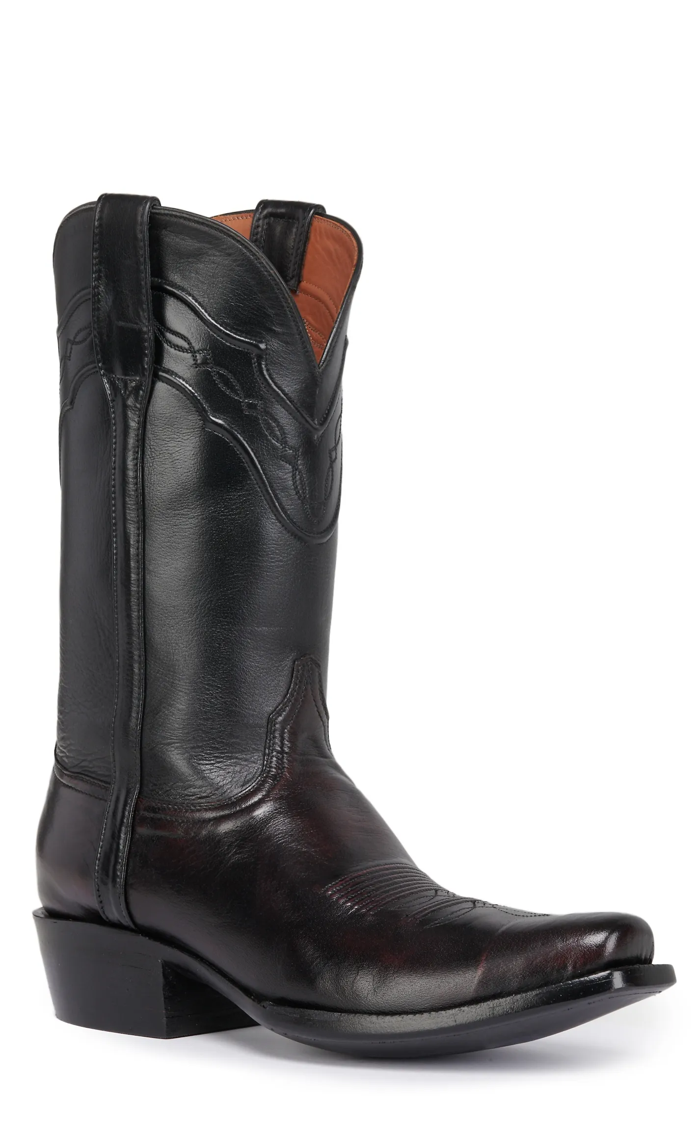 Black Jack Men's Black Cherry and Black Punchy Square Toe Cowboy Boots