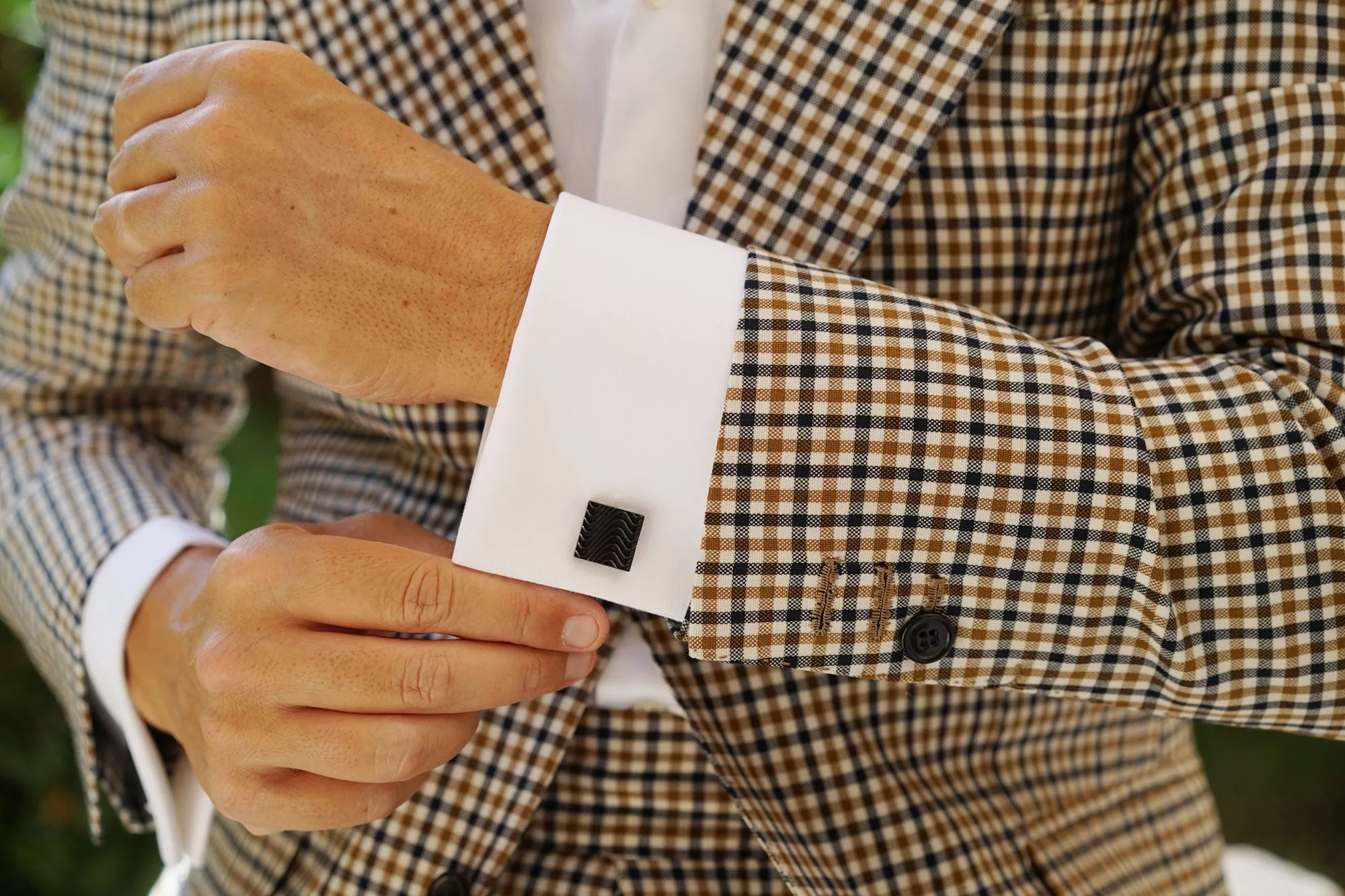 Black Square Wave Cufflinks