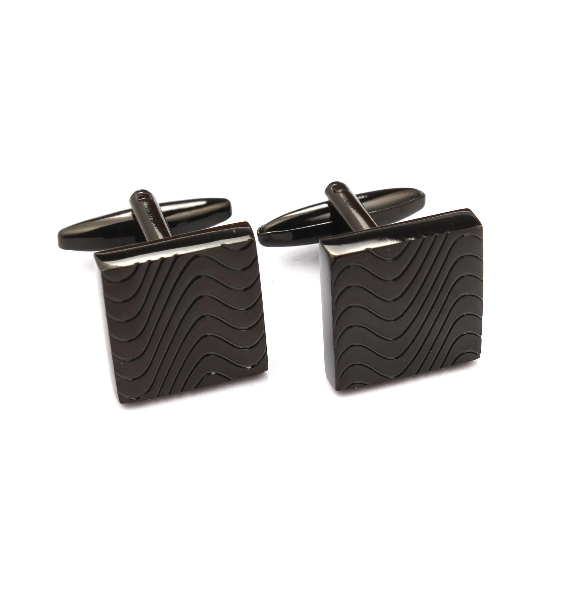 Black Square Wave Cufflinks