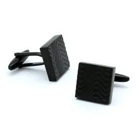 Black Square Wave Cufflinks