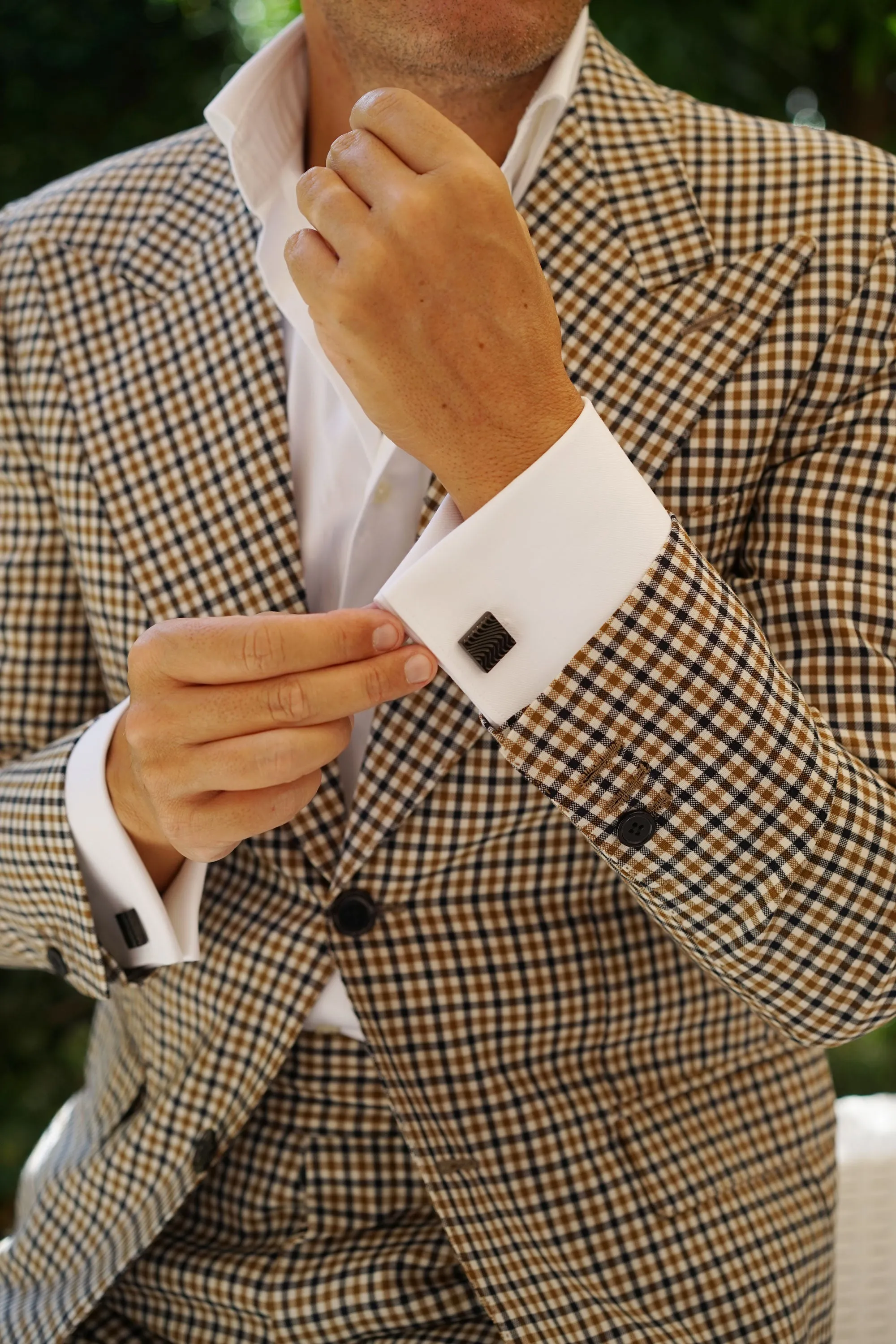 Black Square Wave Cufflinks