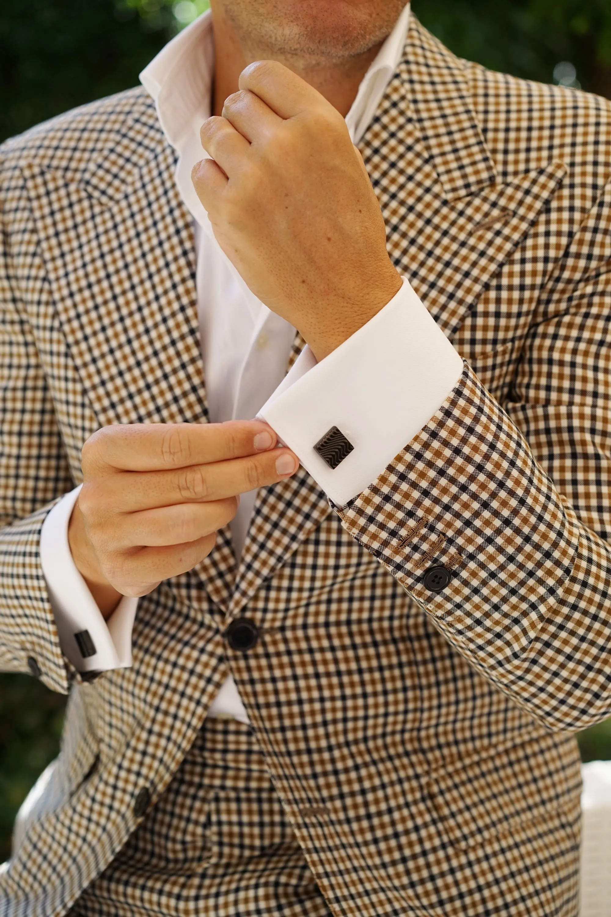 Black Square Wave Cufflinks