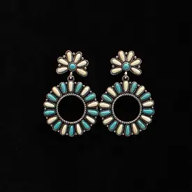 Blazin Roxx Earrings Ivory Turquoise Stones Round