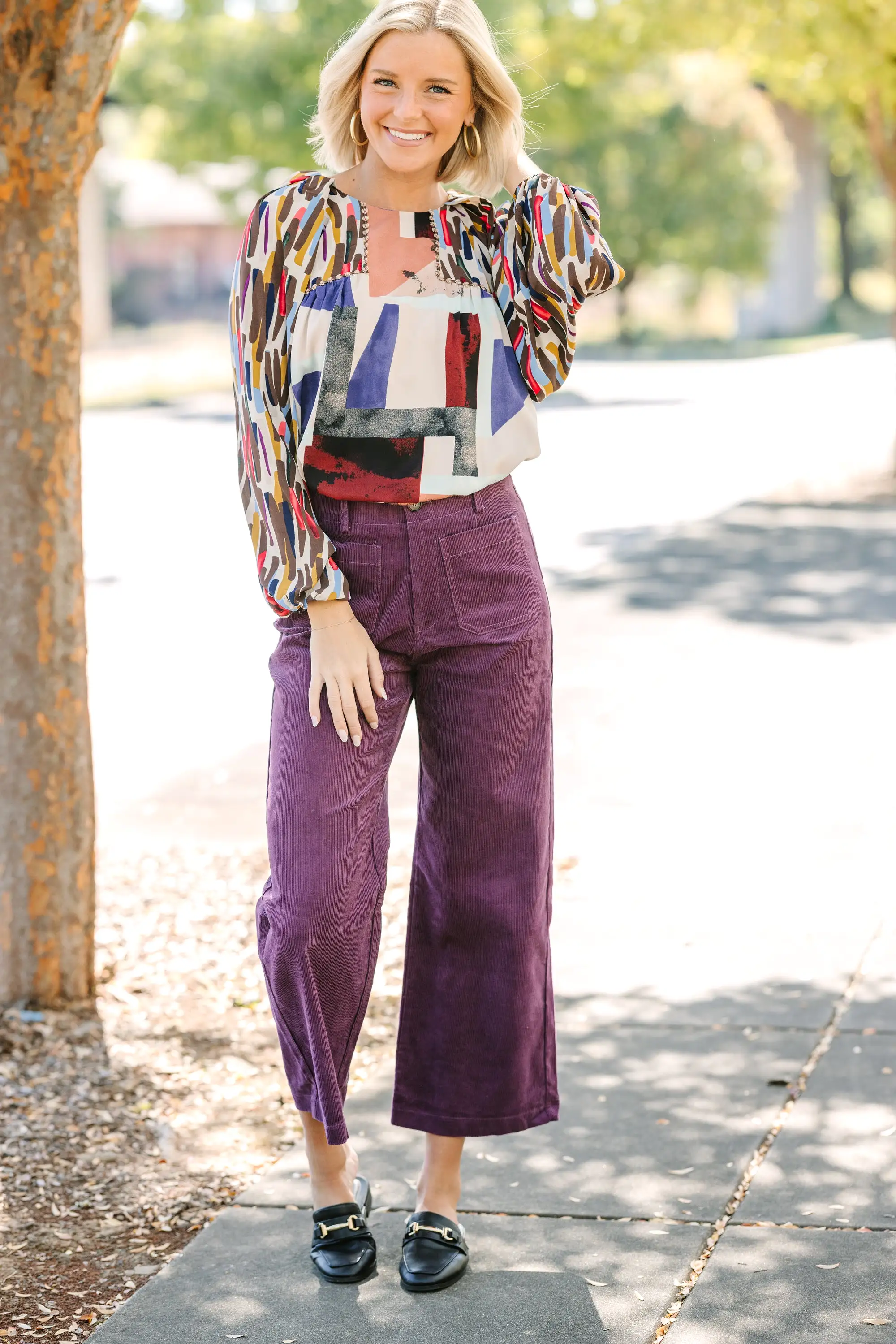 Bring Me Back Brown Abstract Blouse