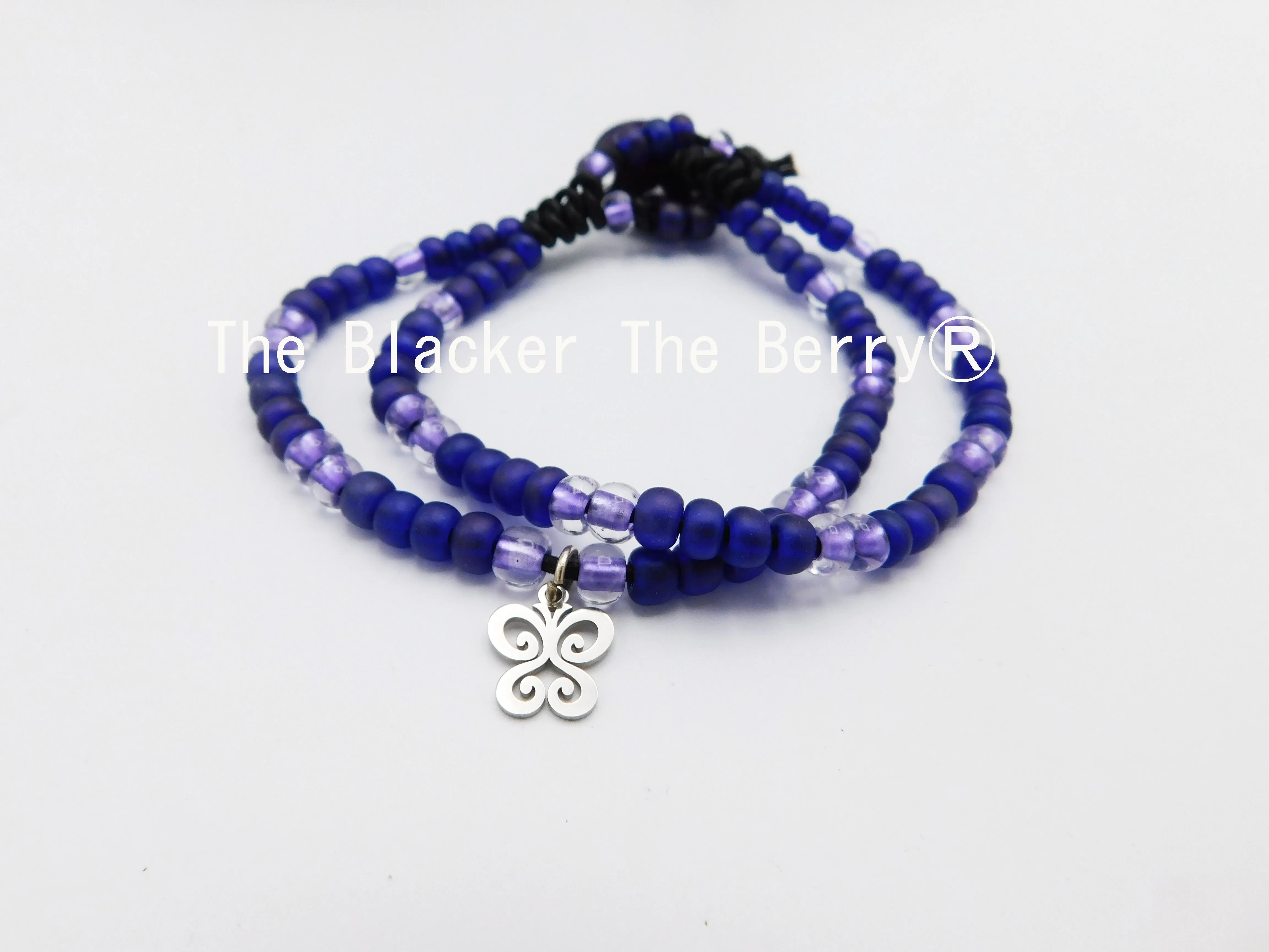 Butterfly Anklet Purple Beaded Jewelry Handmade Summer