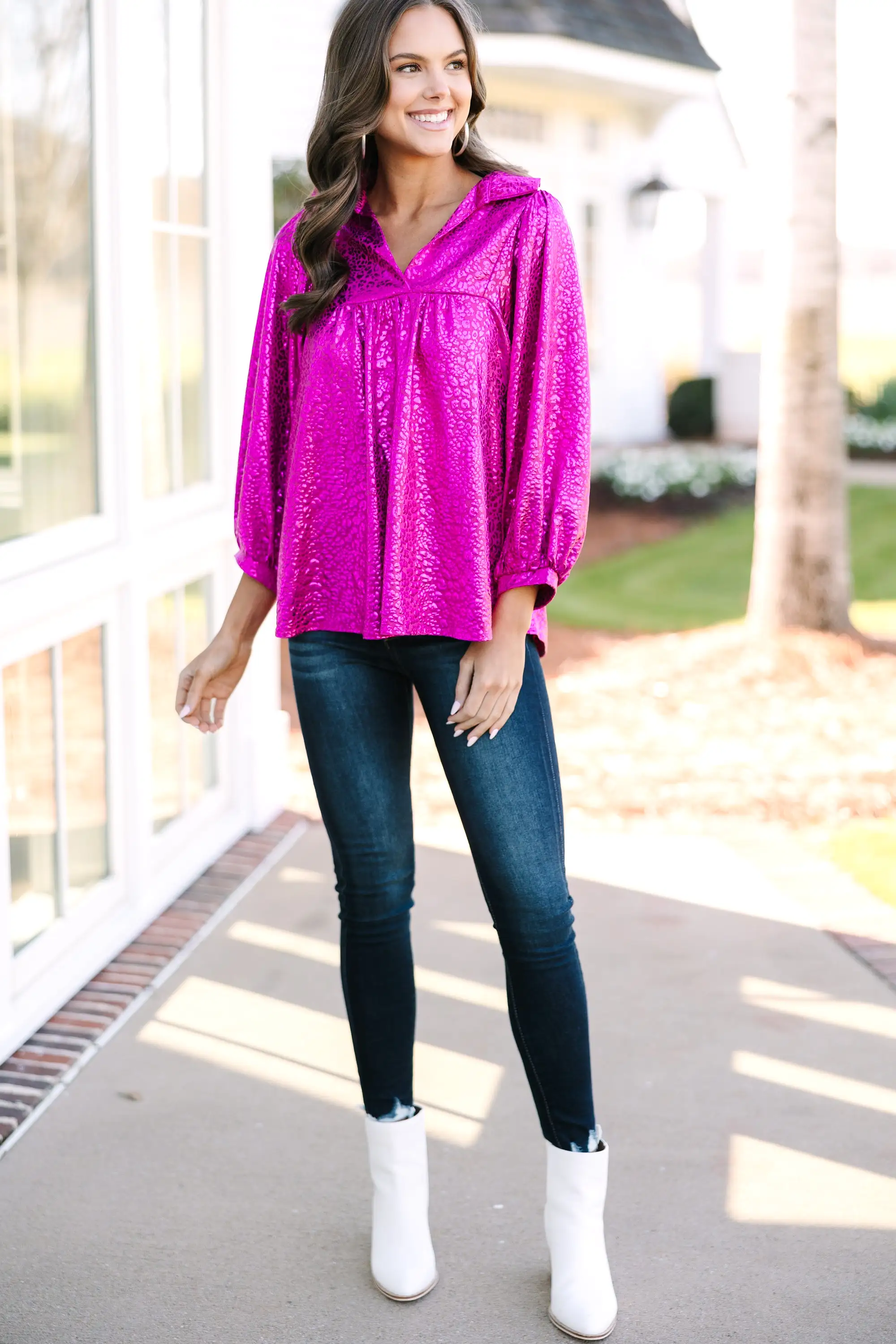 Call Me Later Fuchsia Blouse