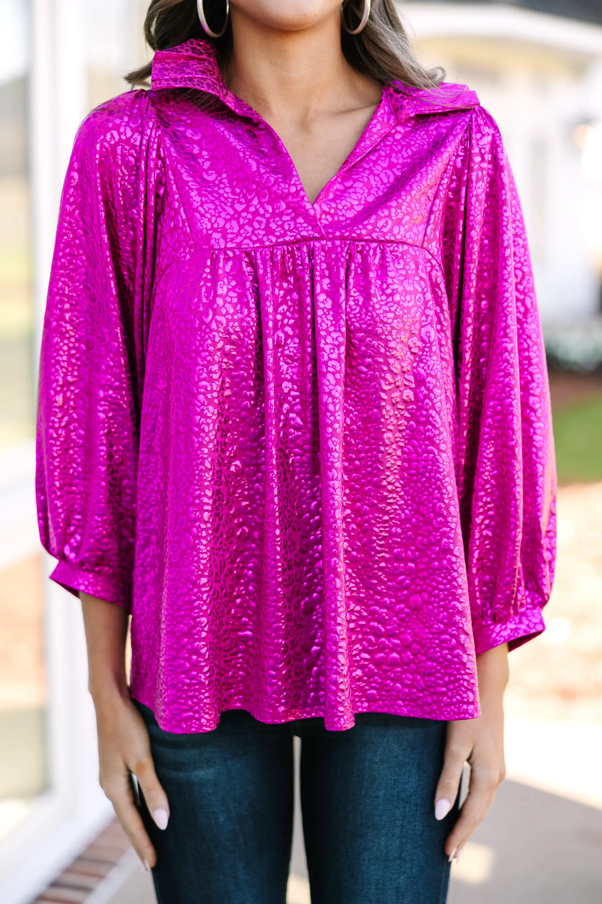 Call Me Later Fuchsia Blouse