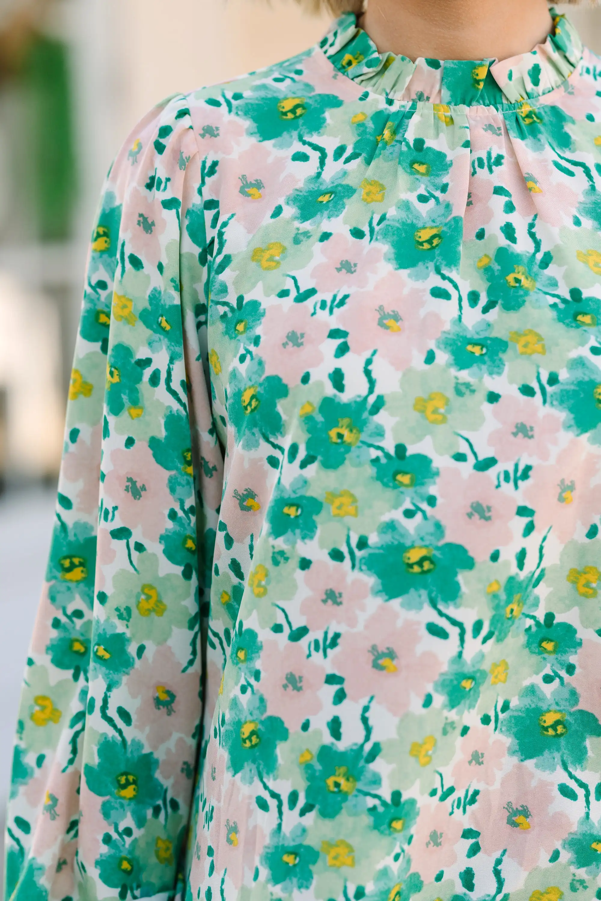 Can't Change Green Floral Blouse