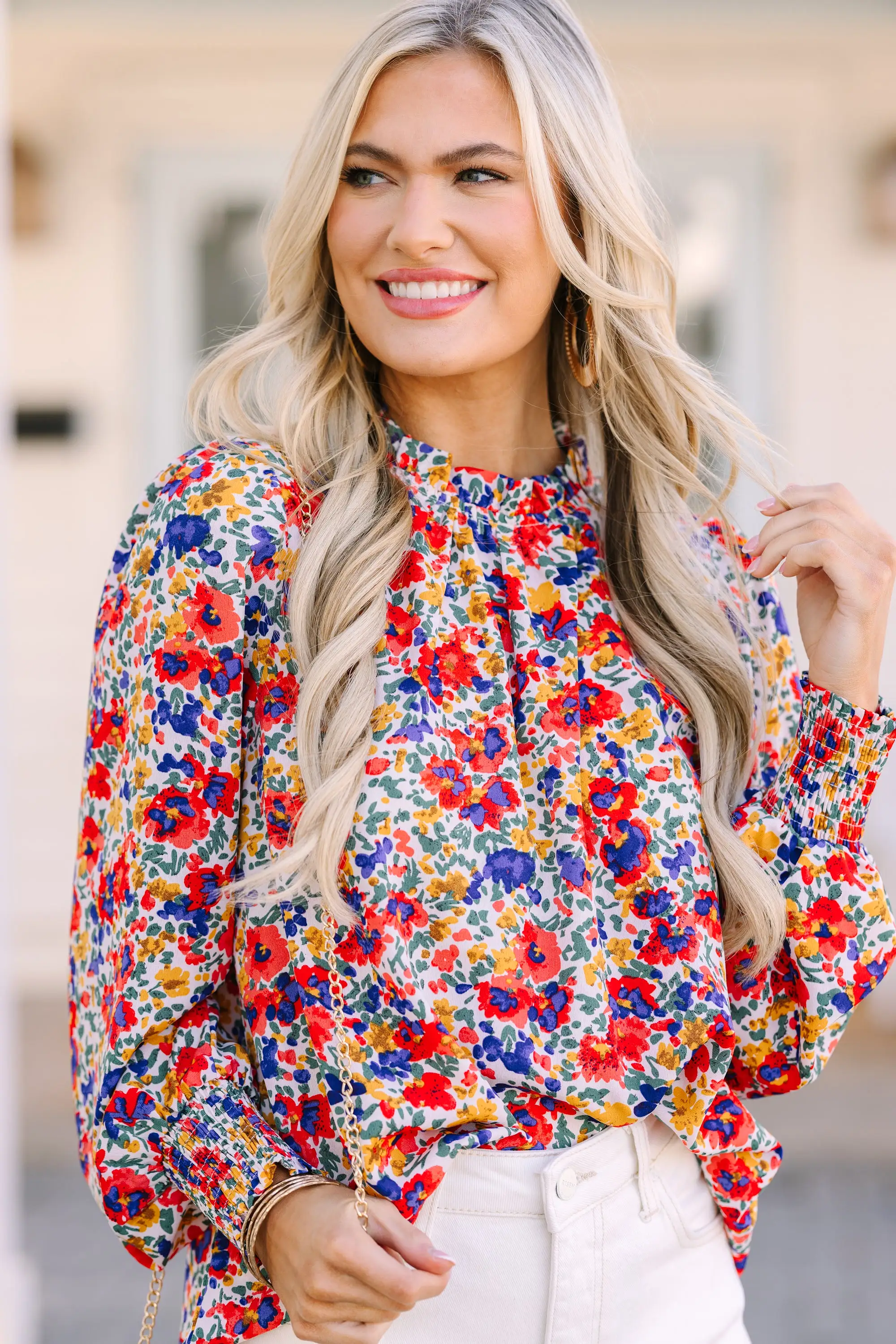 Can't Change White Floral Blouse